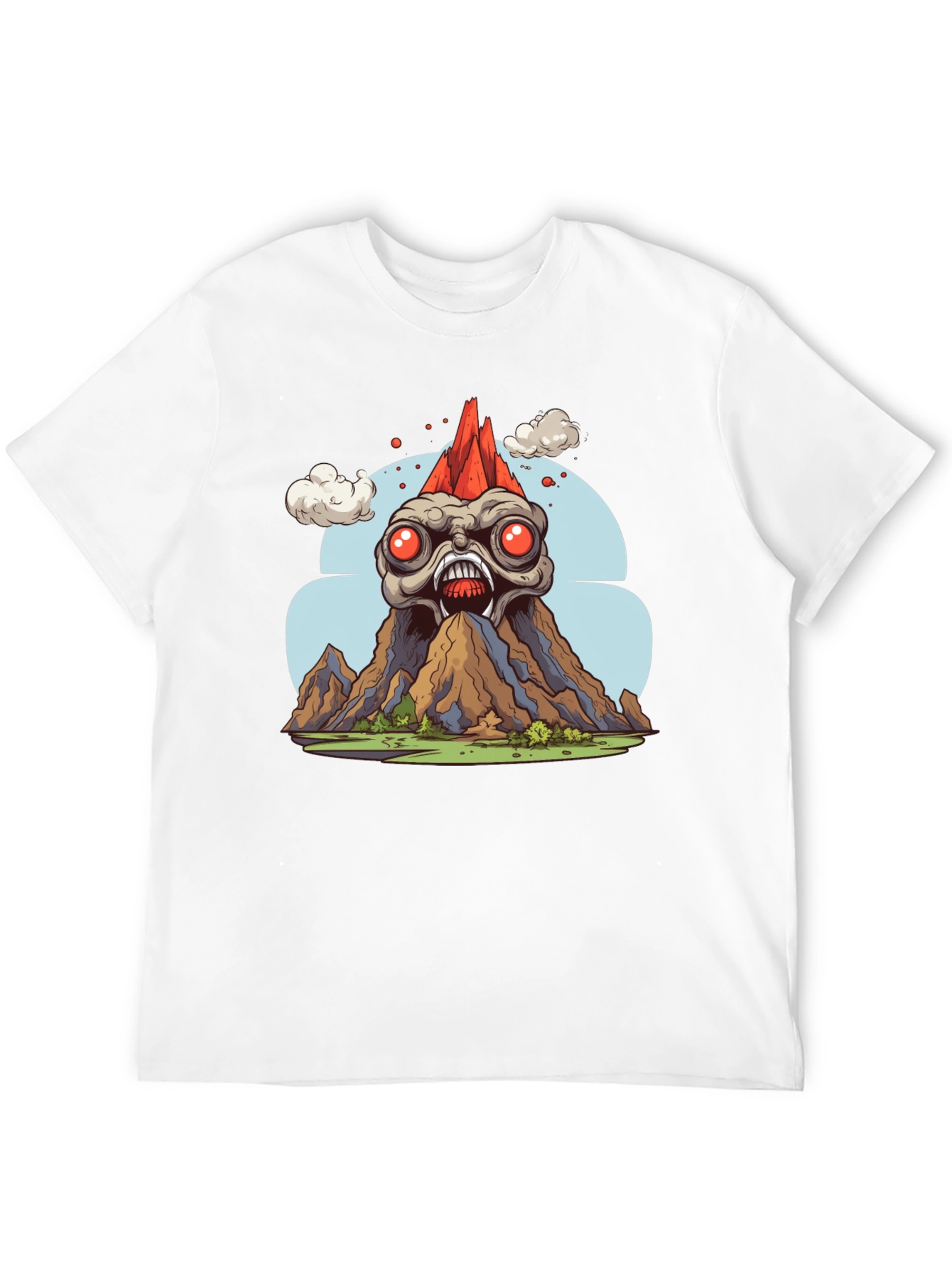 Monster Volcano Graphic Tee - Bold Black T-Shirt