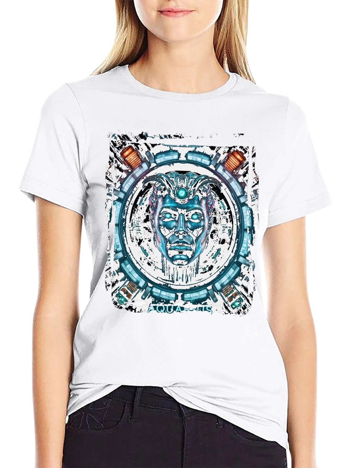 Aquatic Robot Face Graphic T-Shirt
