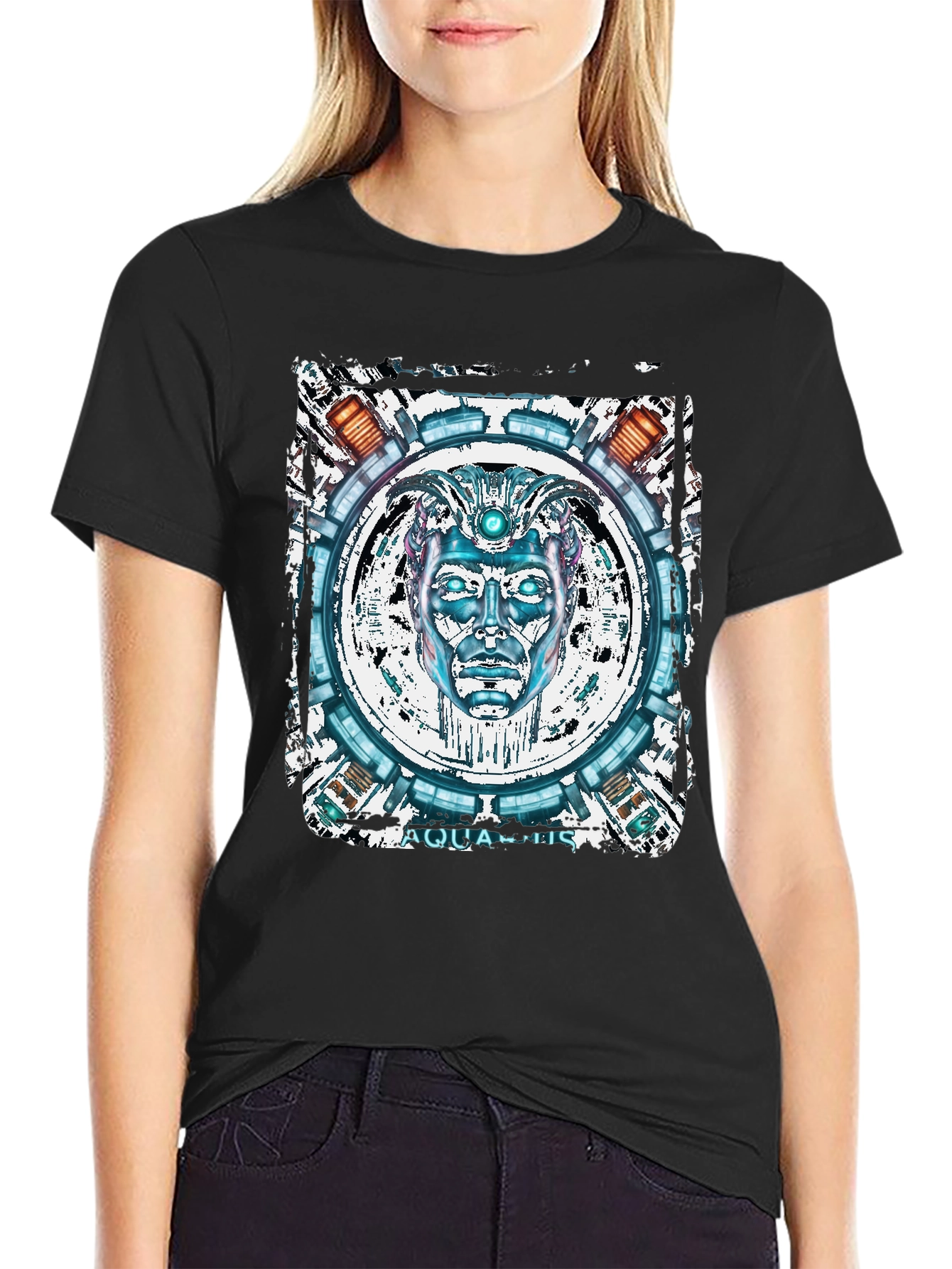Aquatic Robot Face Graphic T-Shirt