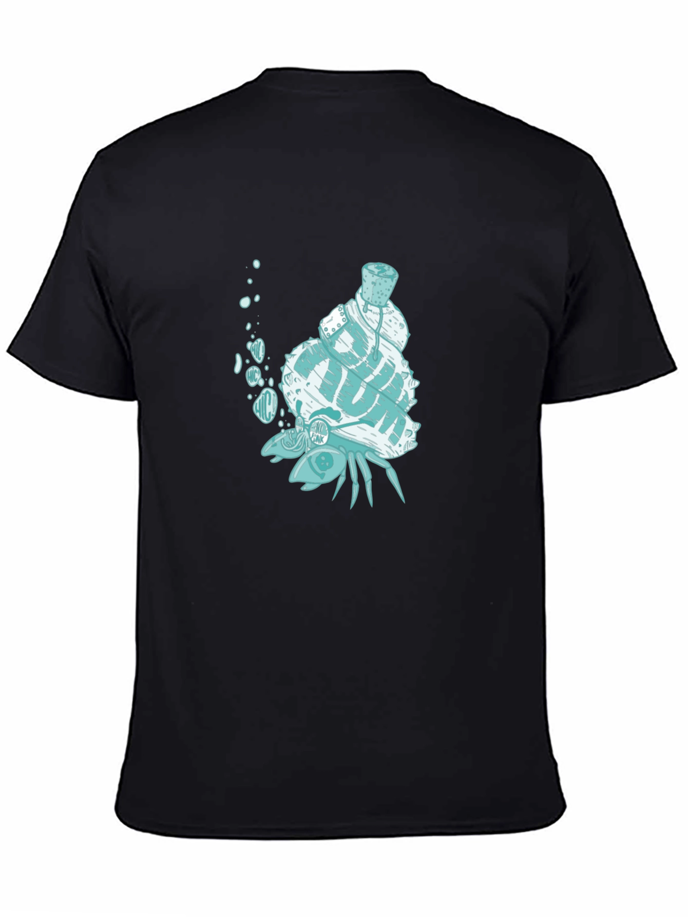Unique Crab with Shell Graphic T-Shirt - Black