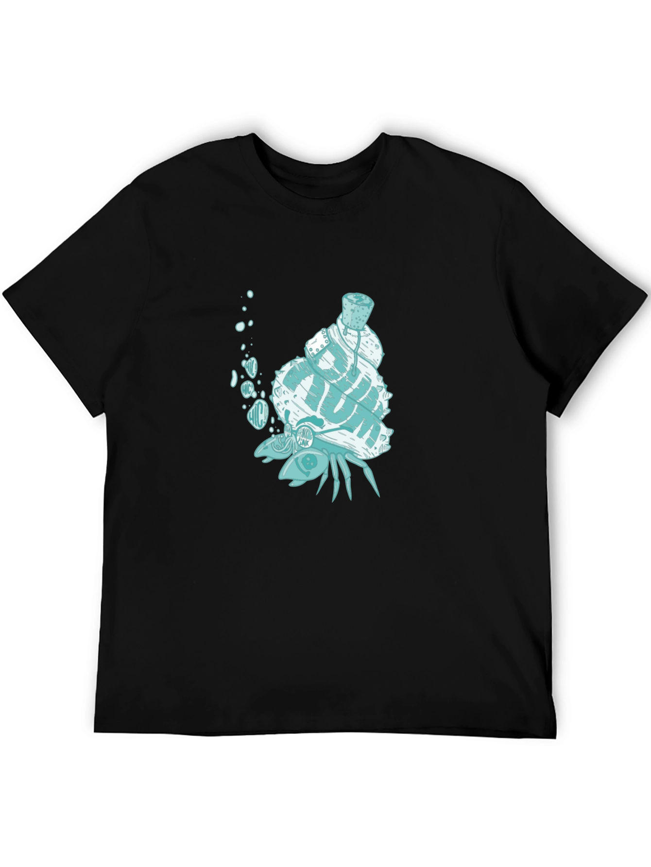 Unique Crab with Shell Graphic T-Shirt - Black
