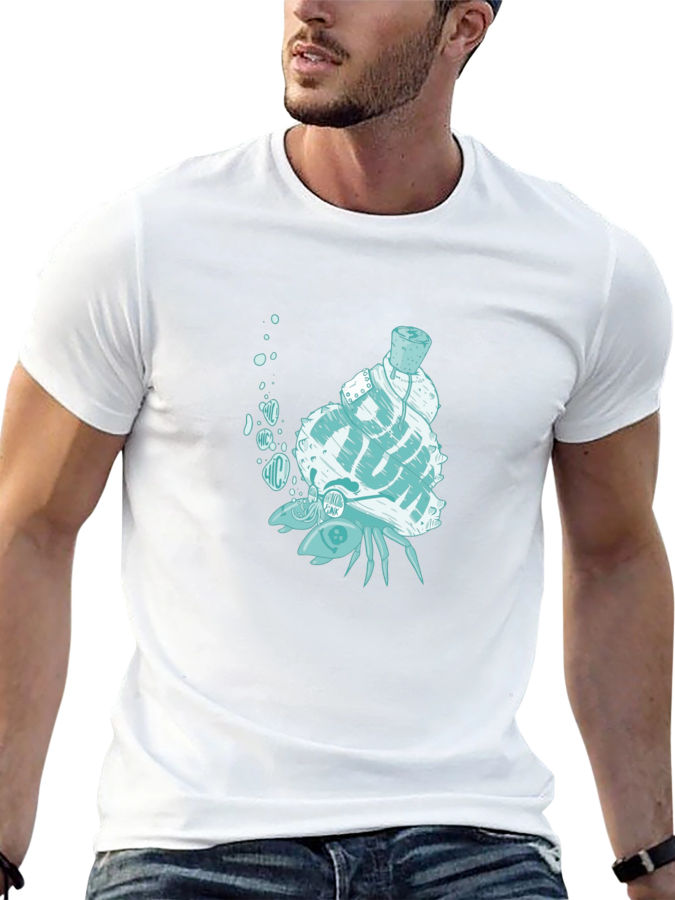 Unique Crab with Shell Graphic T-Shirt - Black