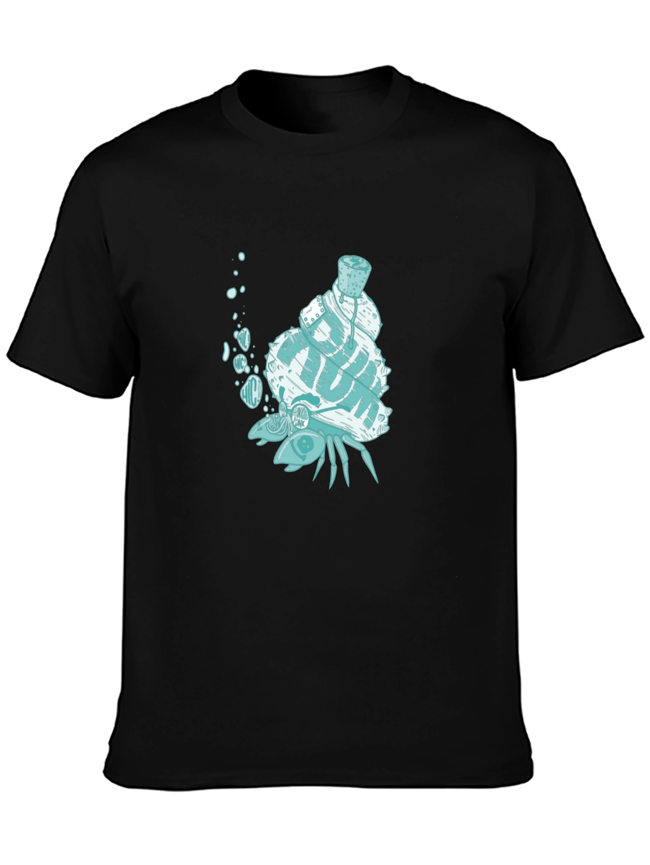 Unique Crab with Shell Graphic T-Shirt - Black