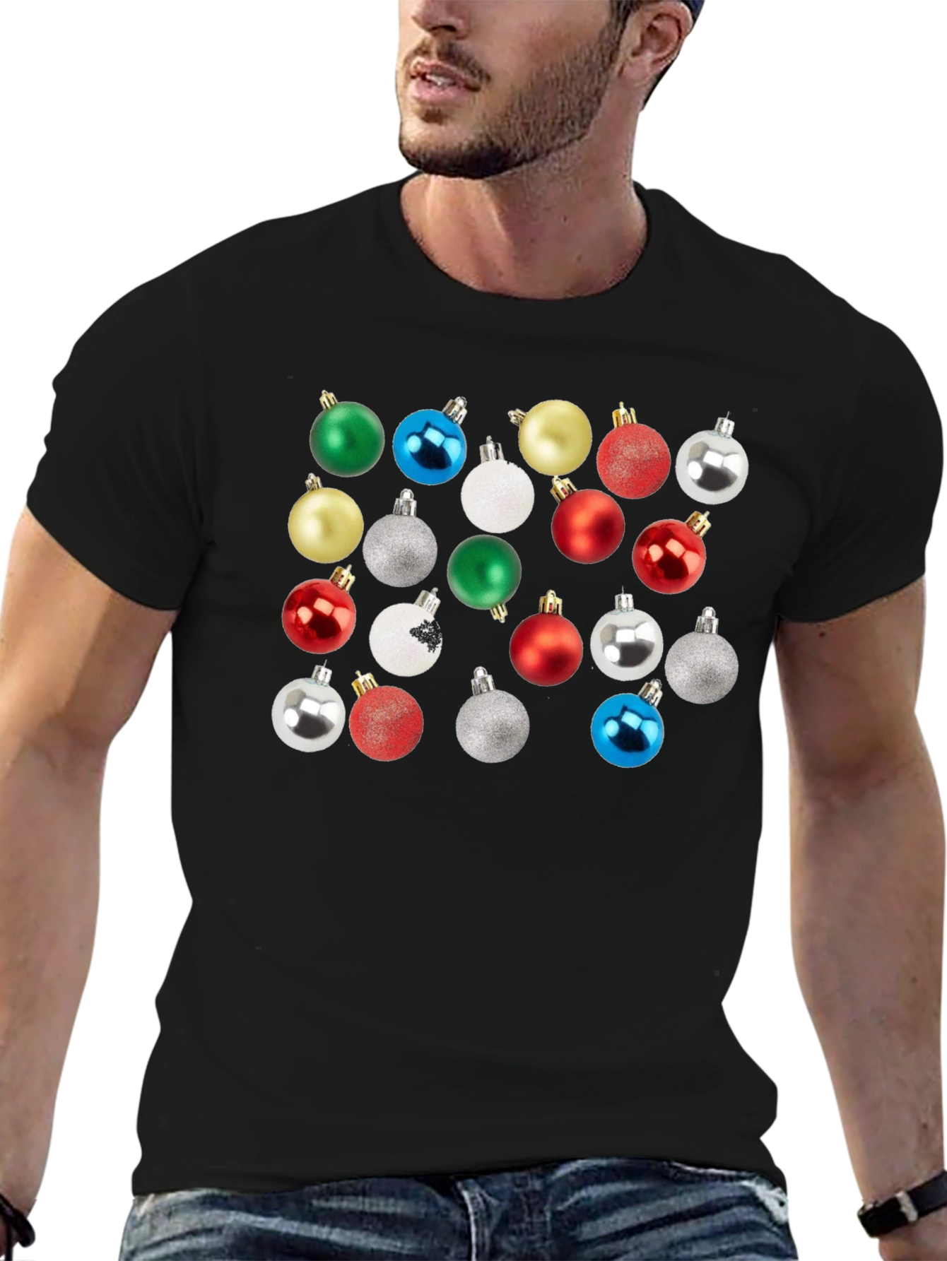 Christmas Ornament Pattern Crew Neck T-Shirt