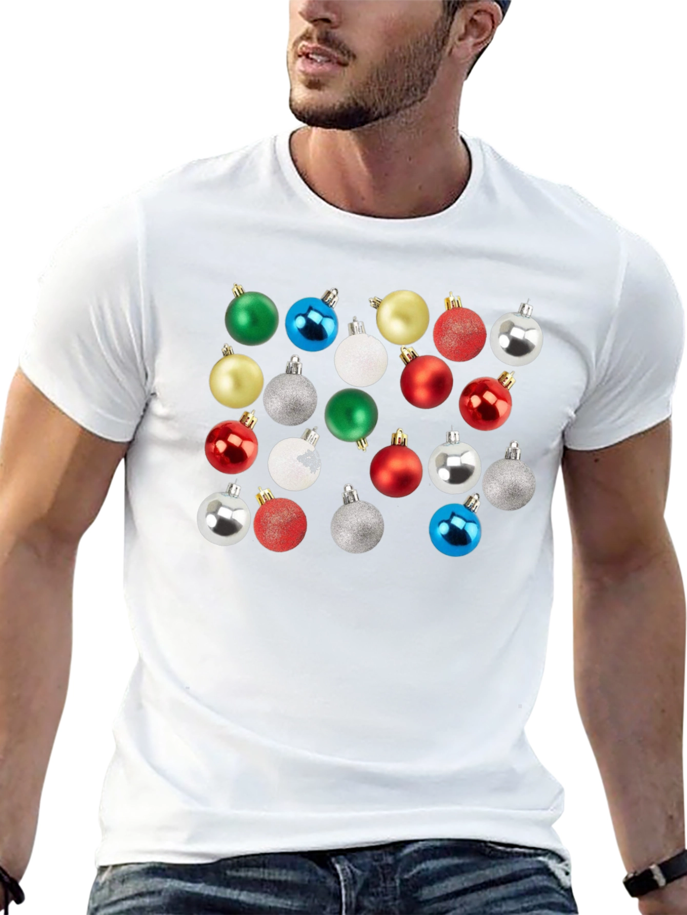 Christmas Ornament Pattern Crew Neck T-Shirt