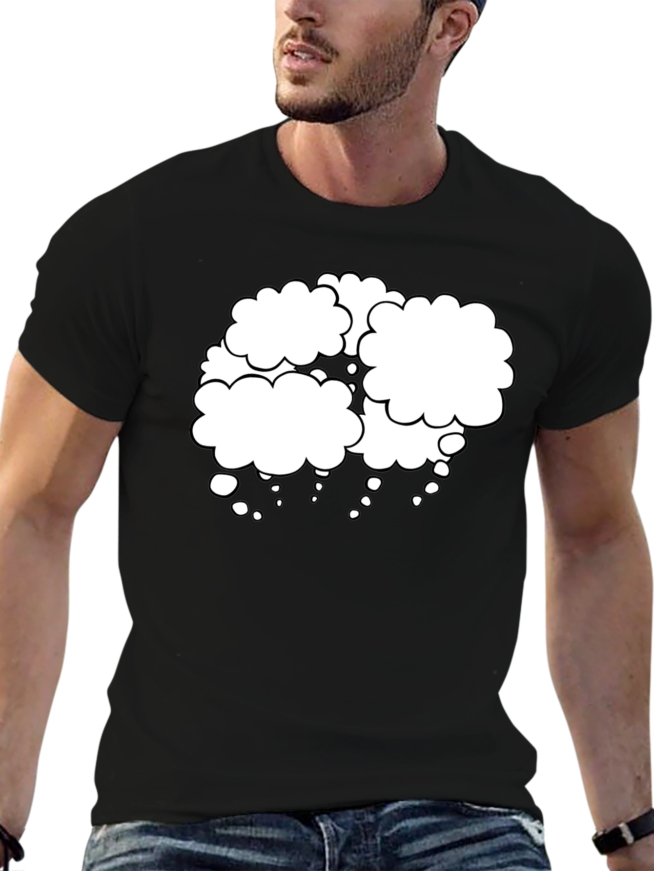 Mens Black T-Shirt with Think Bubble Design