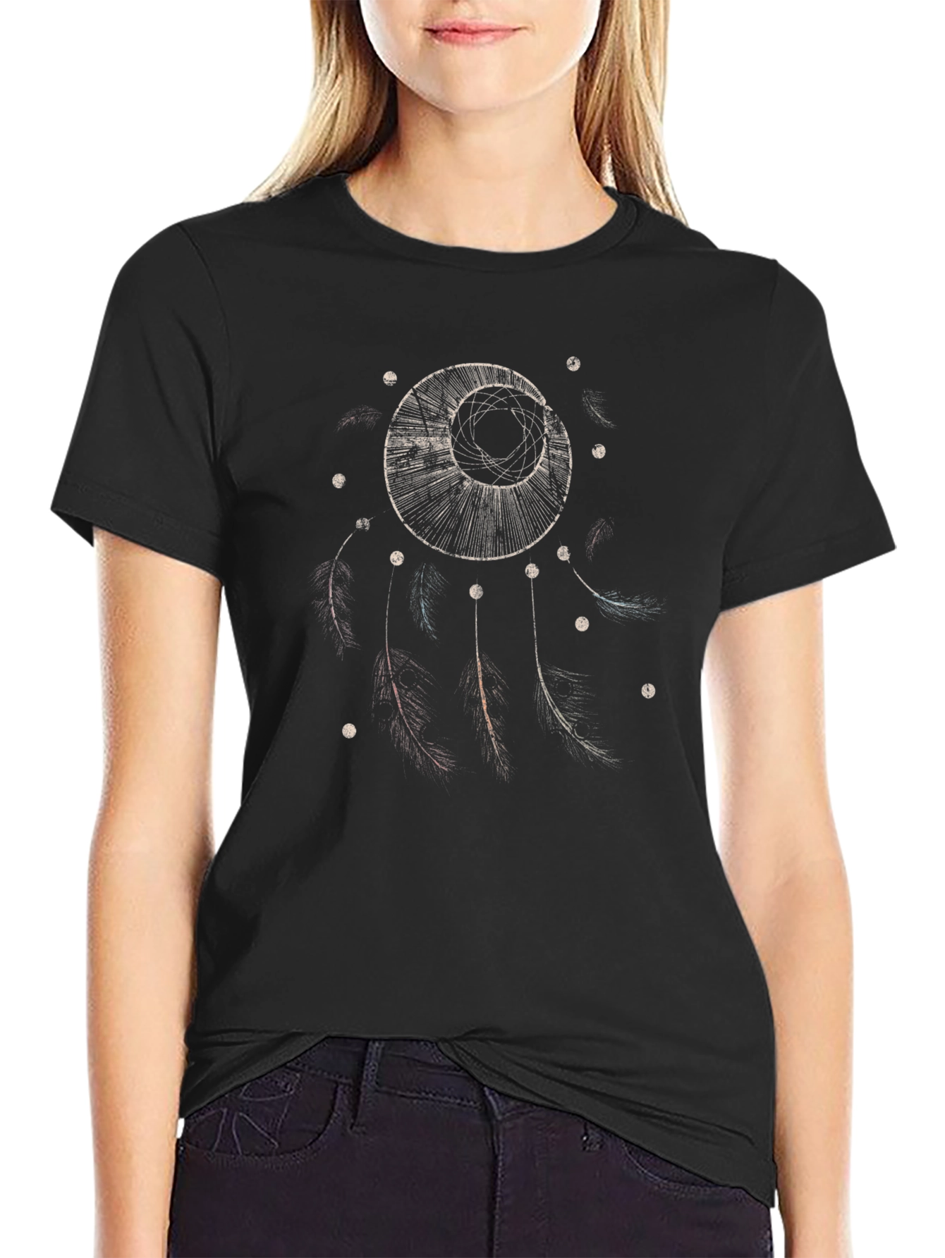 Dreamcatcher Graphic Tee - Mens Black Cotton Shirt