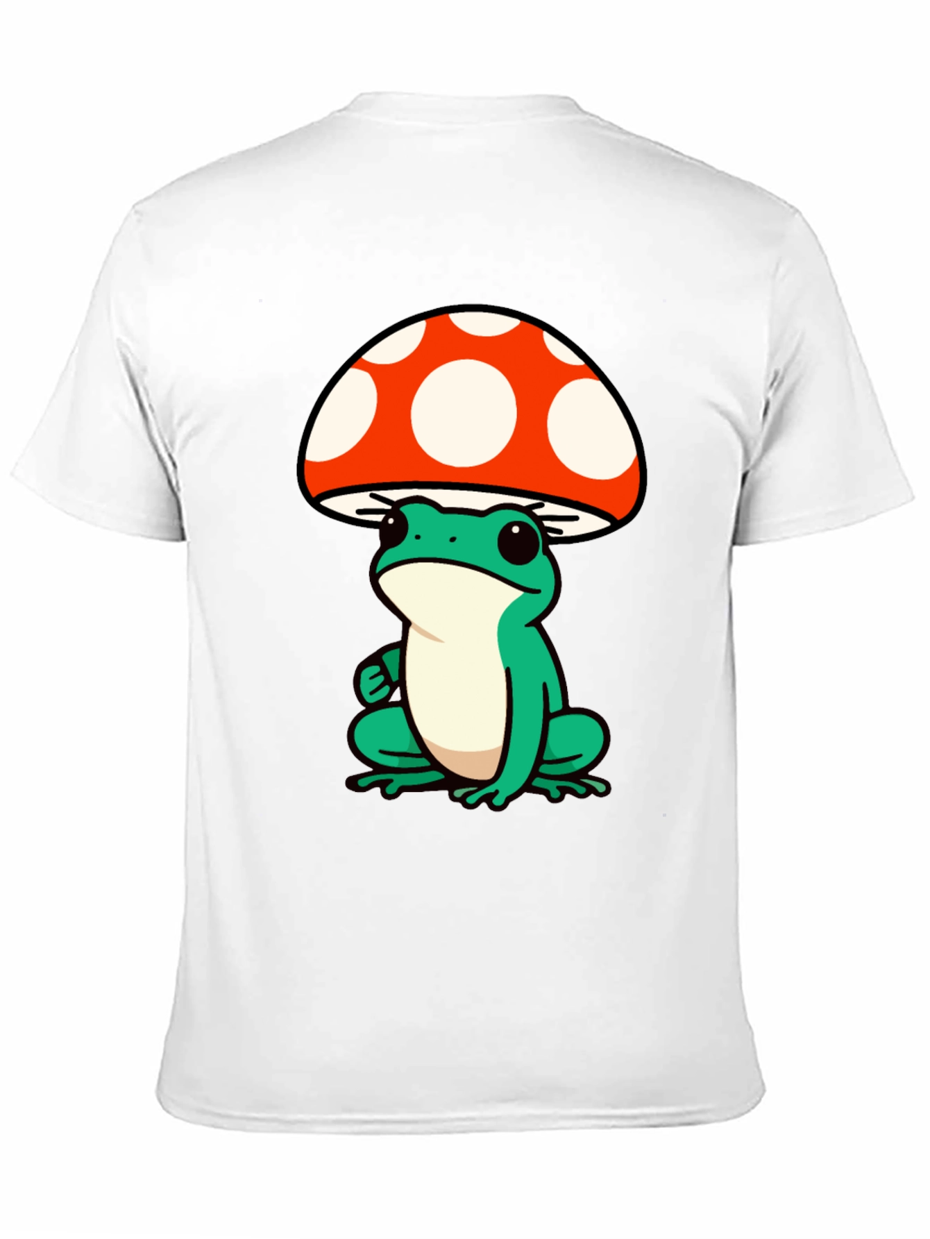 Frog Mushroom Graphic Tee - Black Cotton T-Shirt