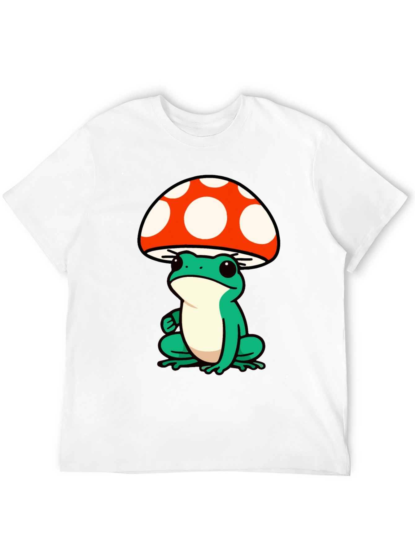 Frog Mushroom Graphic Tee - Black Cotton T-Shirt