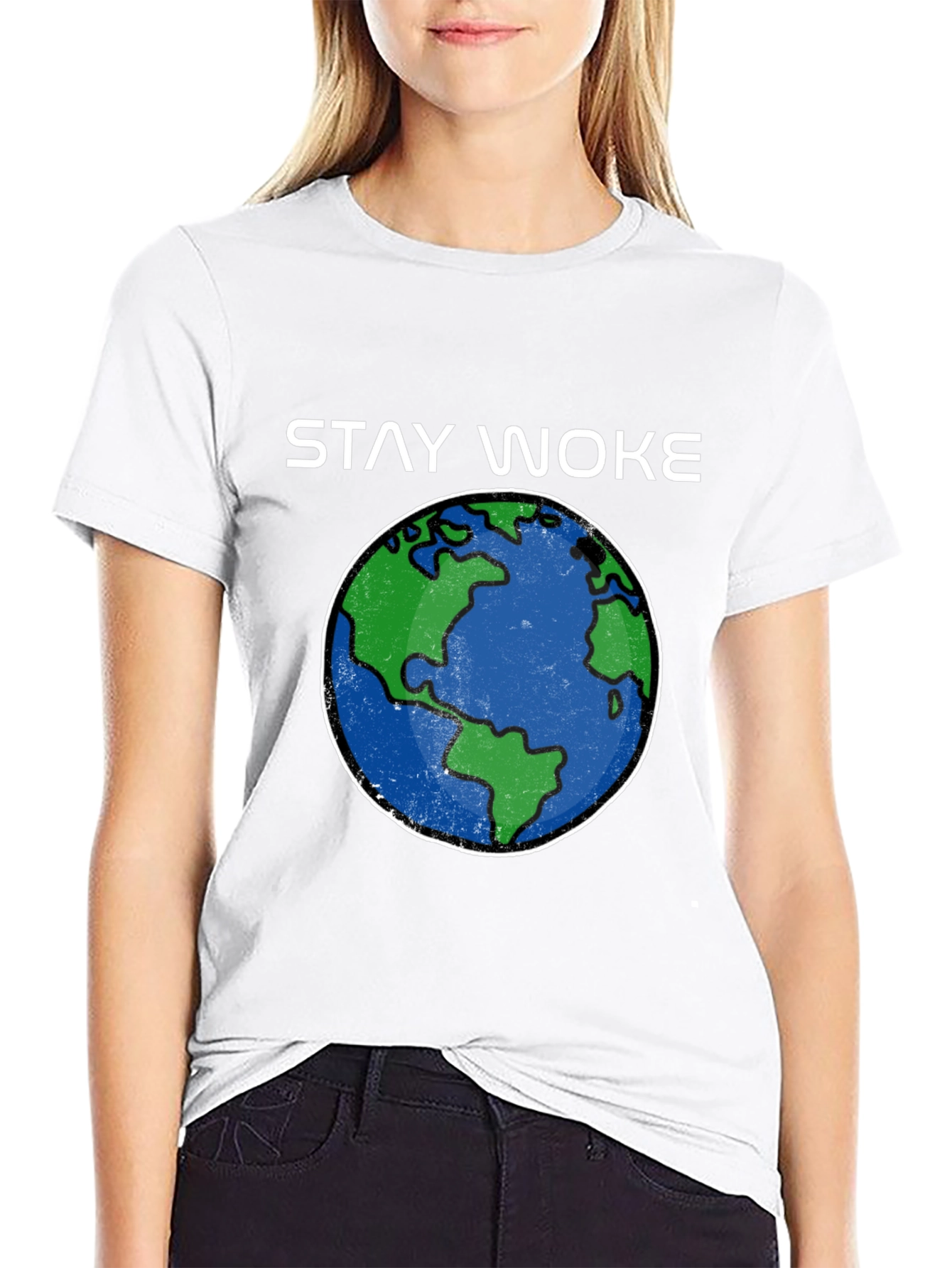 Stay Woke Earth Graphic Tee - Black