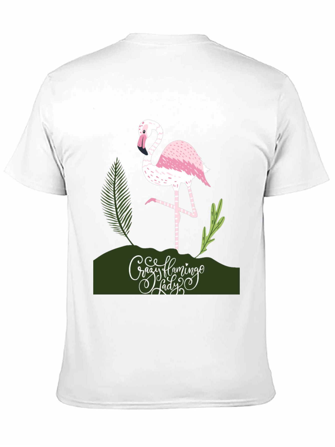 Crazy Flamingo Lady T-Shirt - Black Cotton Tee