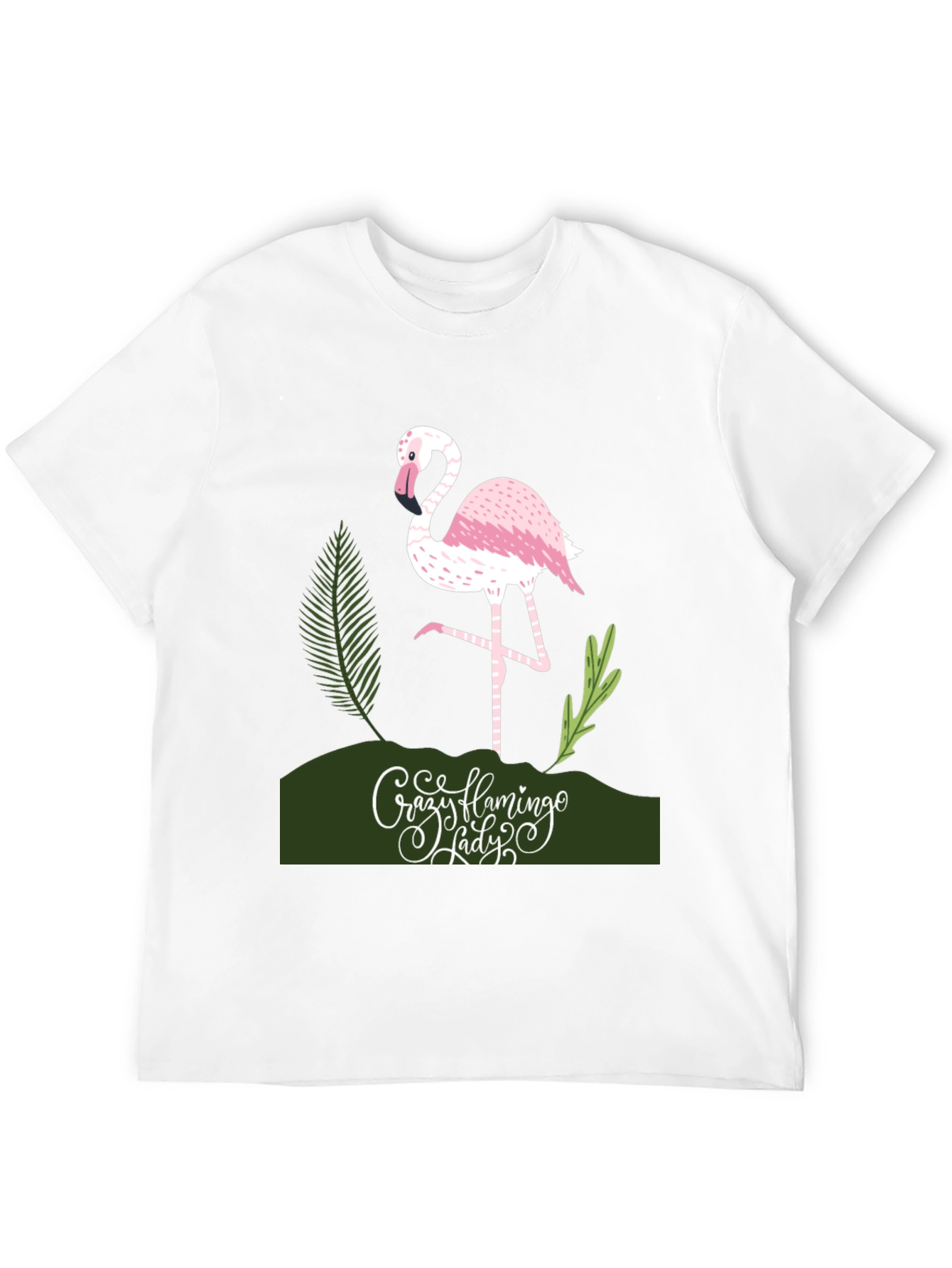 Crazy Flamingo Lady T-Shirt - Black Cotton Tee