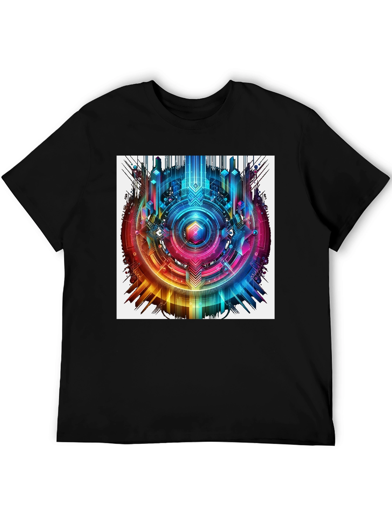 Abstract Geometric Rainbow Circle Graphic T-Shirt
