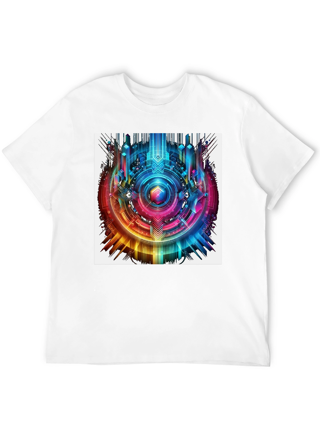 Abstract Geometric Rainbow Circle Graphic T-Shirt