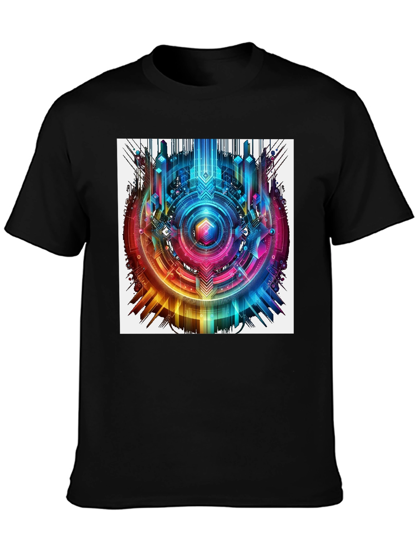 Abstract Geometric Rainbow Circle Graphic T-Shirt