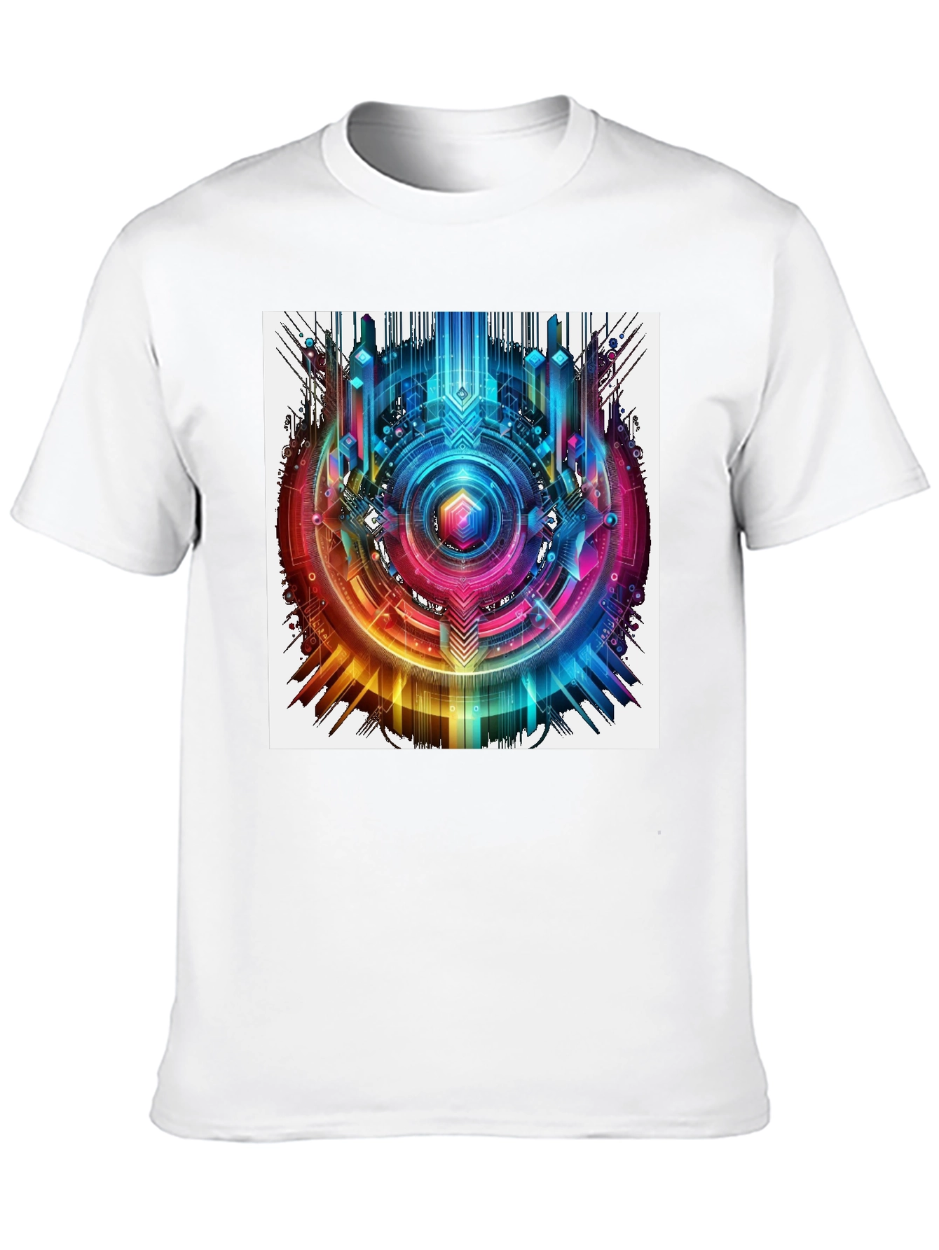 Abstract Geometric Rainbow Circle Graphic T-Shirt