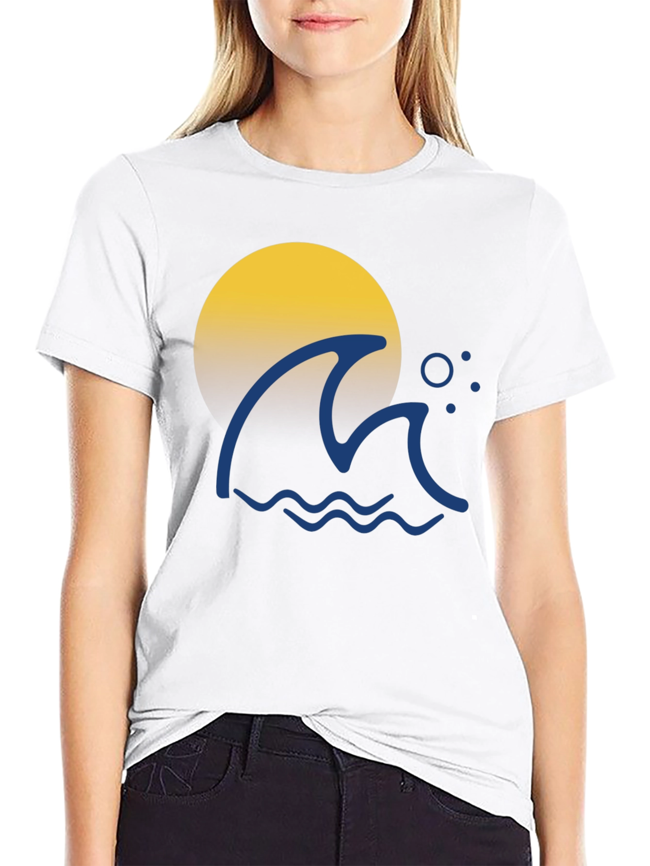 Wave & Sun Graphic Tee - Black Cotton