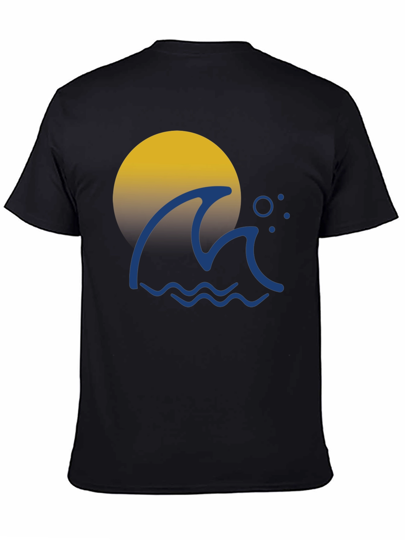 Wave & Sun Graphic Tee - Black Cotton