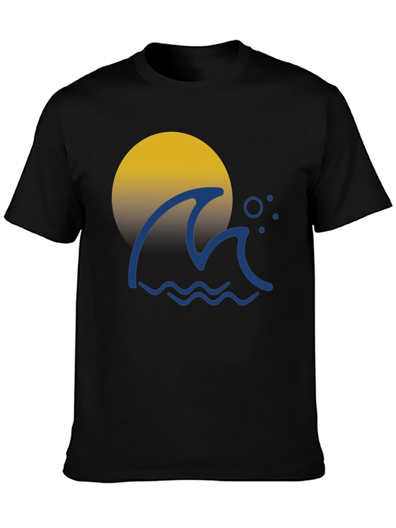 Wave & Sun Graphic Tee - Black Cotton