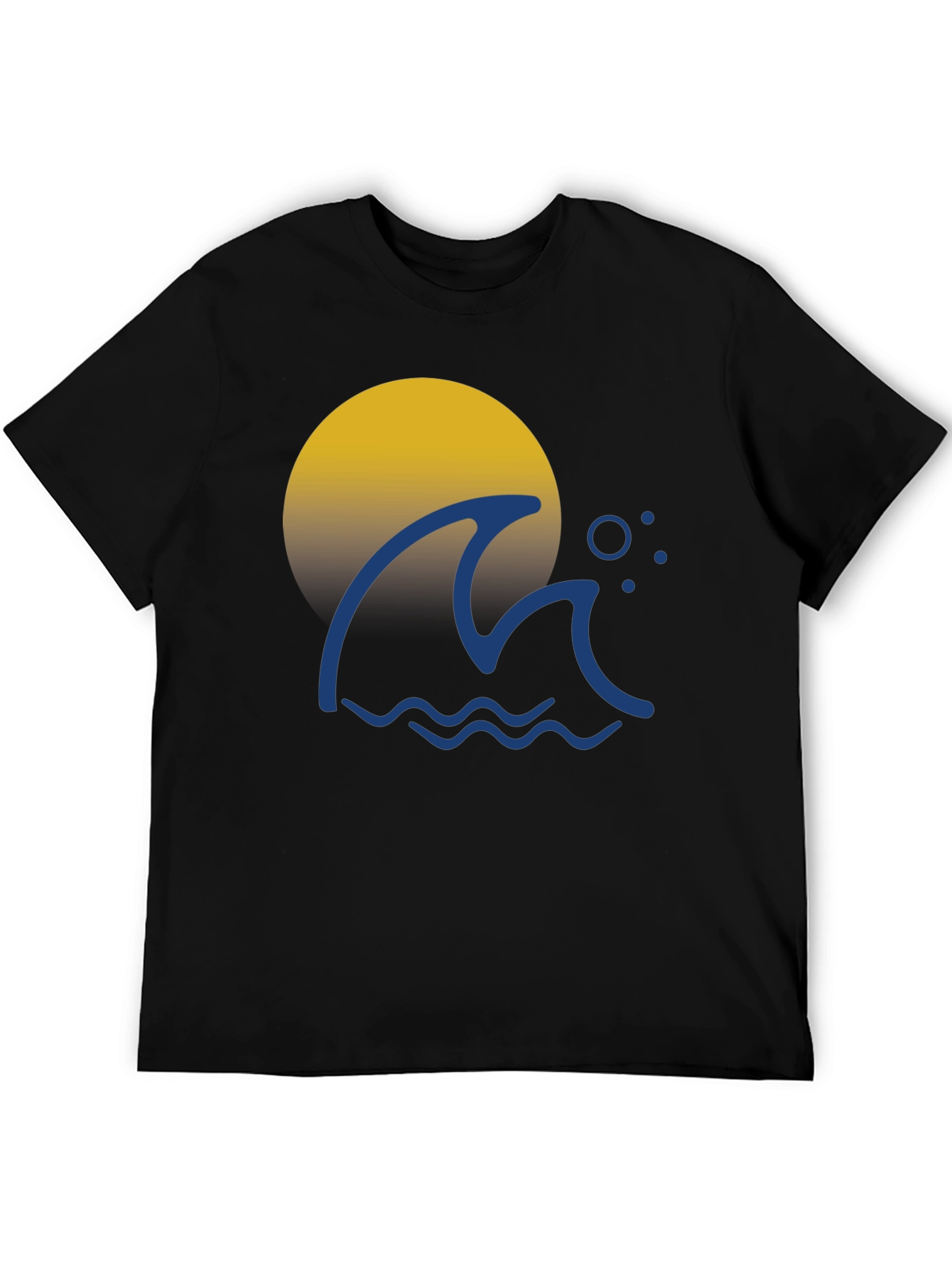 Wave & Sun Graphic Tee - Black Cotton