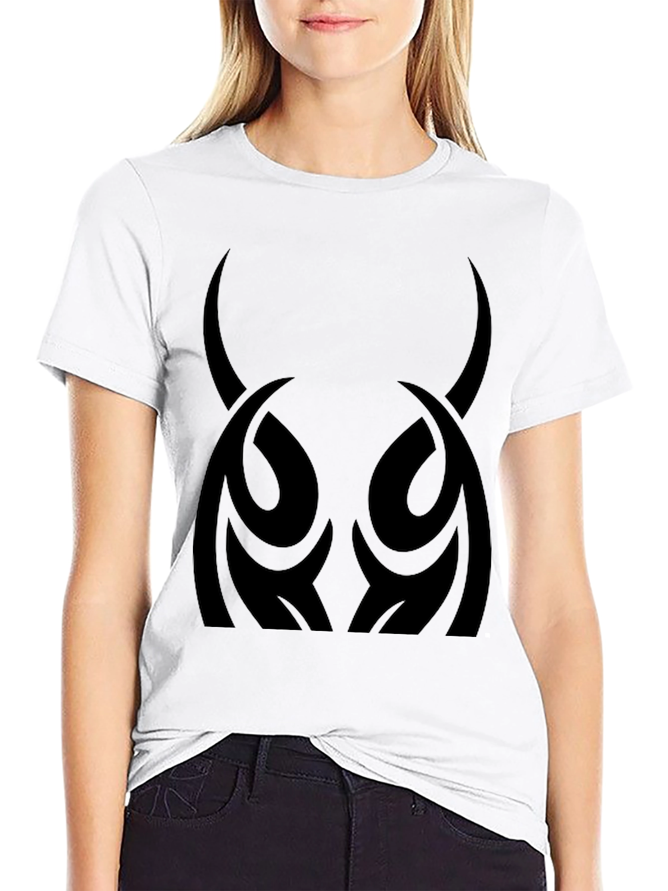 Mens Black T-Shirt - Tribal Horns Design