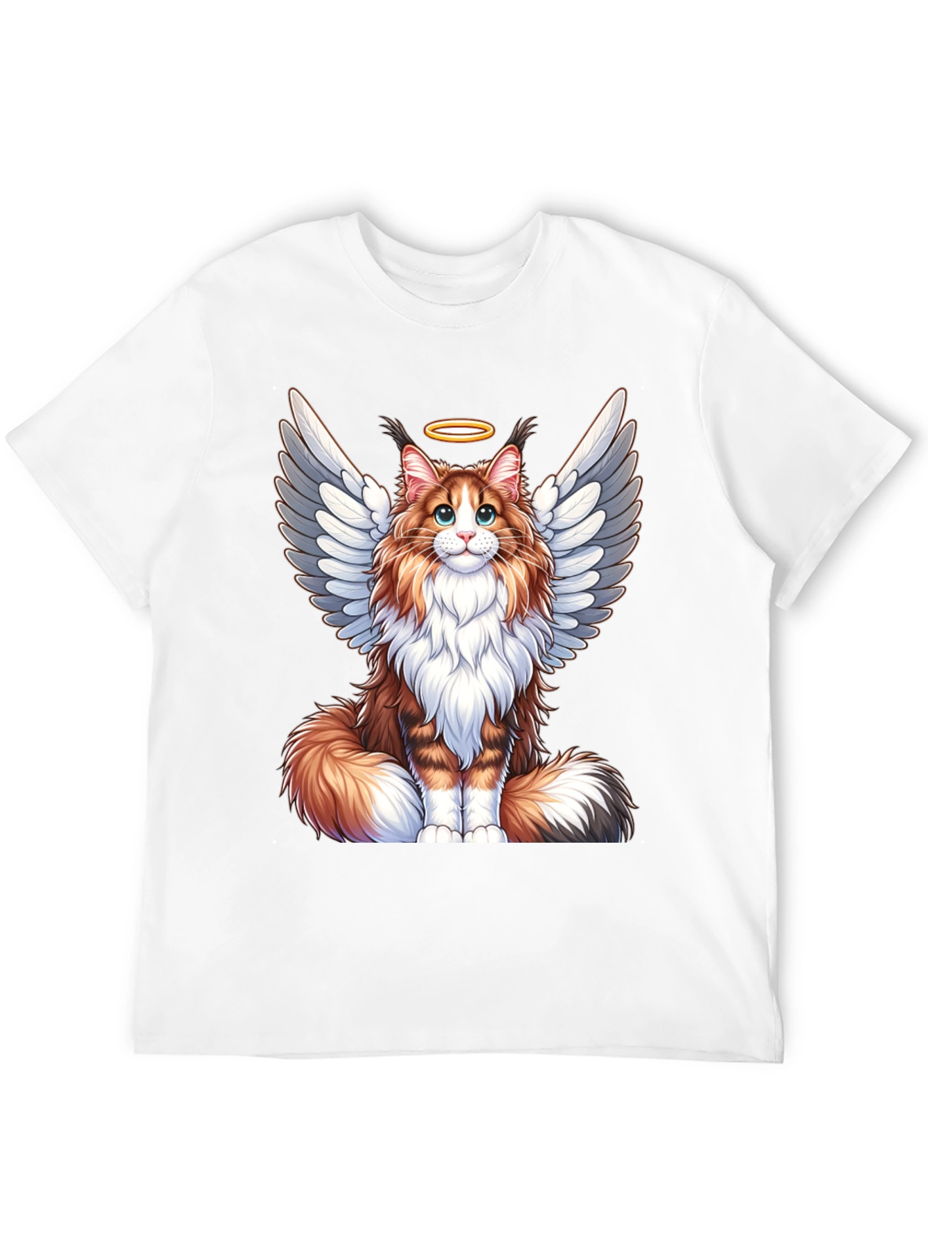 Angel Cat T-Shirt: Fluffy Wings & Halo