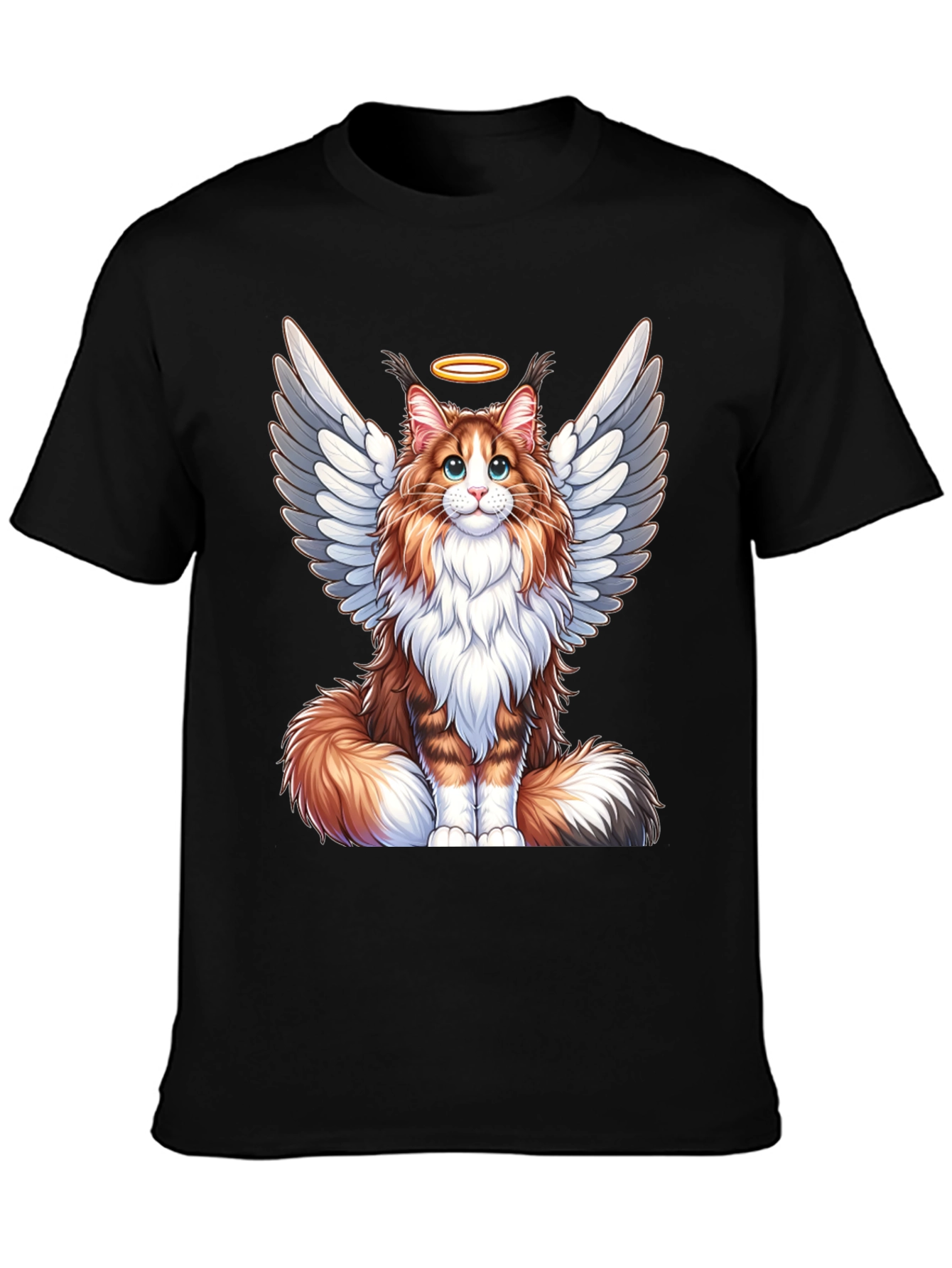 Angel Cat T-Shirt: Fluffy Wings & Halo