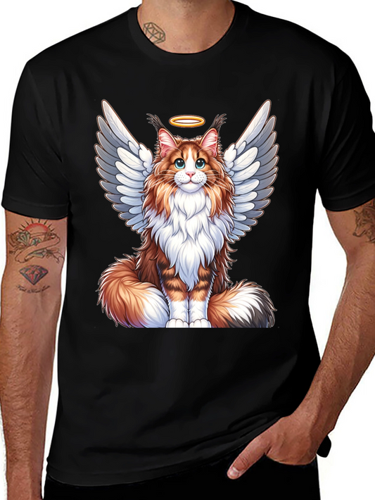 Angel Cat T-Shirt: Fluffy Wings & Halo