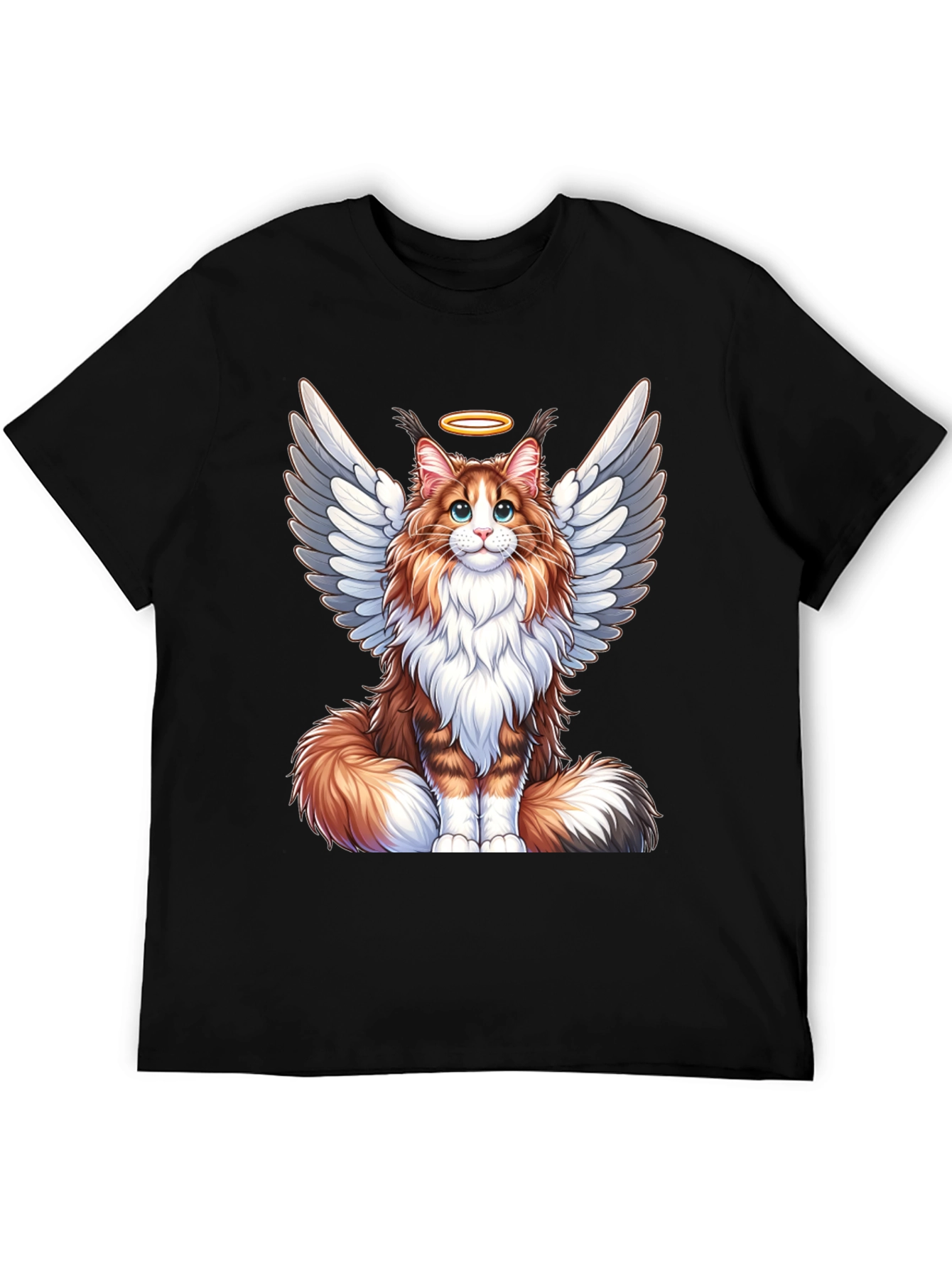Angel Cat T-Shirt: Fluffy Wings & Halo