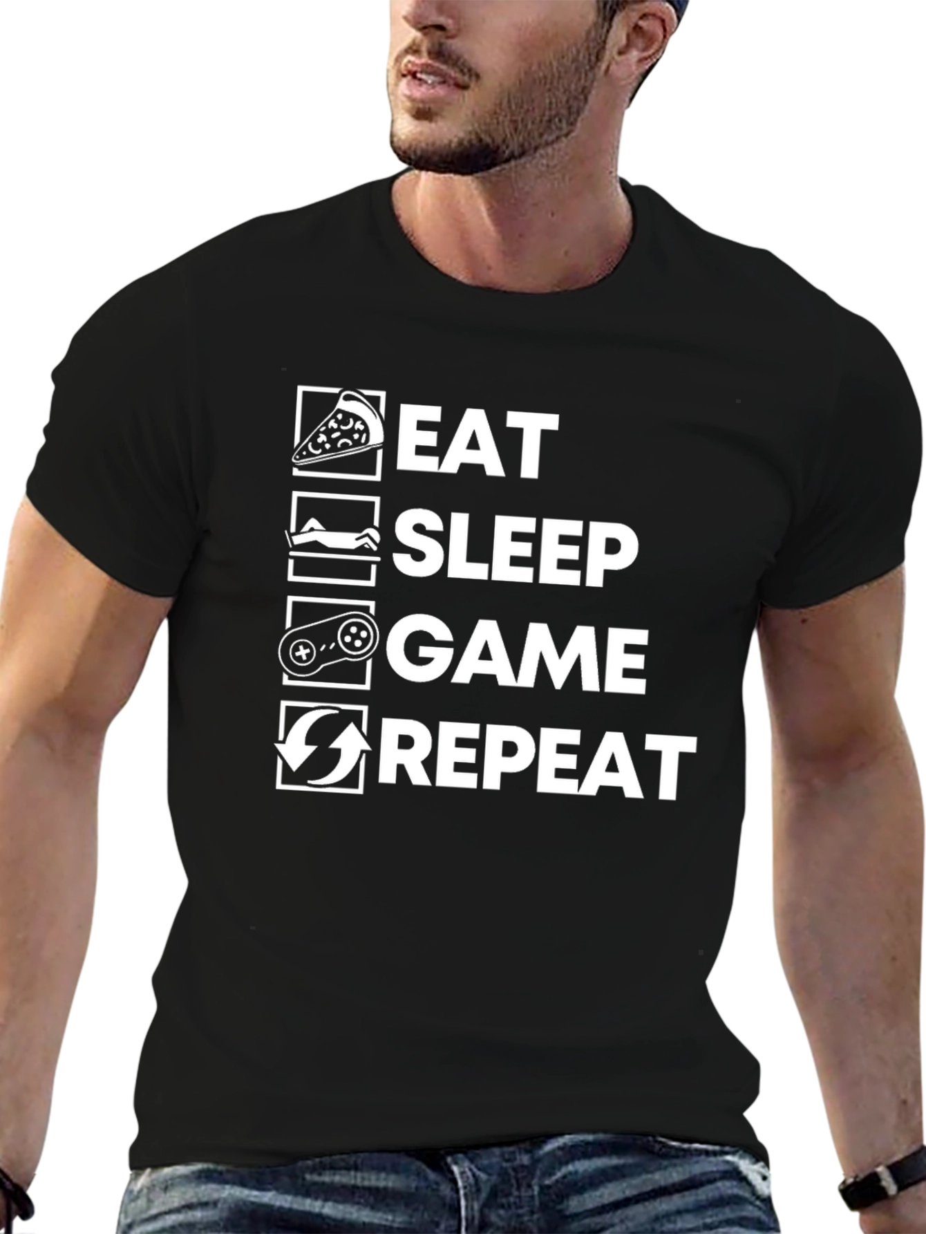 Eat Sleep Game Repeat T-Shirt | Gamer Life Tee