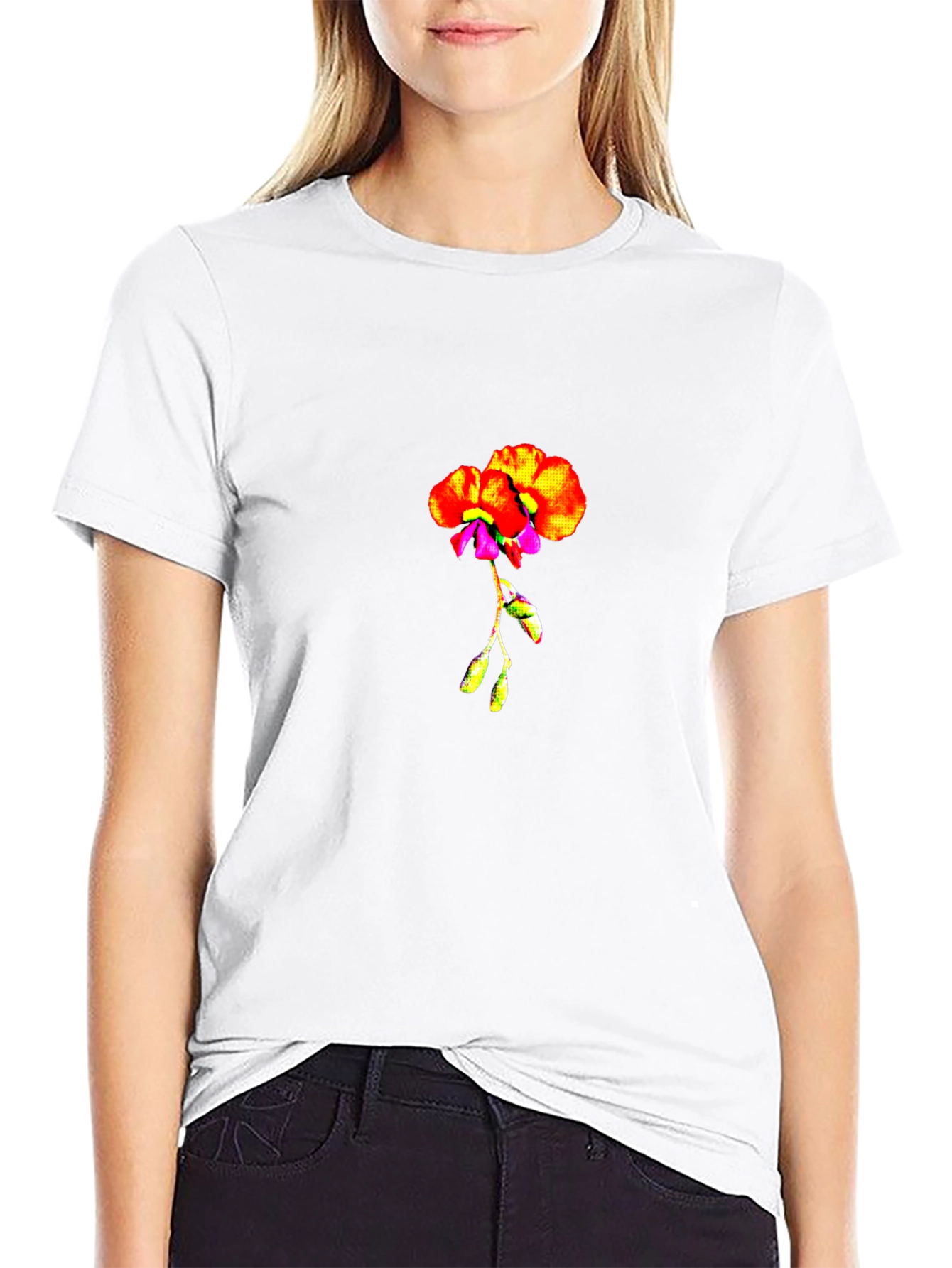 Floral Print Crew Neck Tee