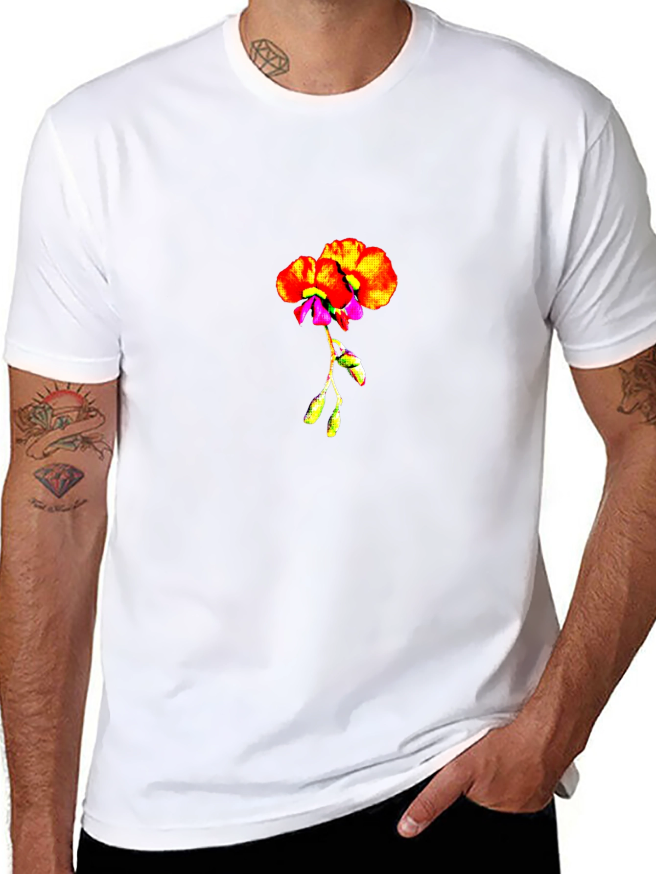 Floral Print Crew Neck Tee