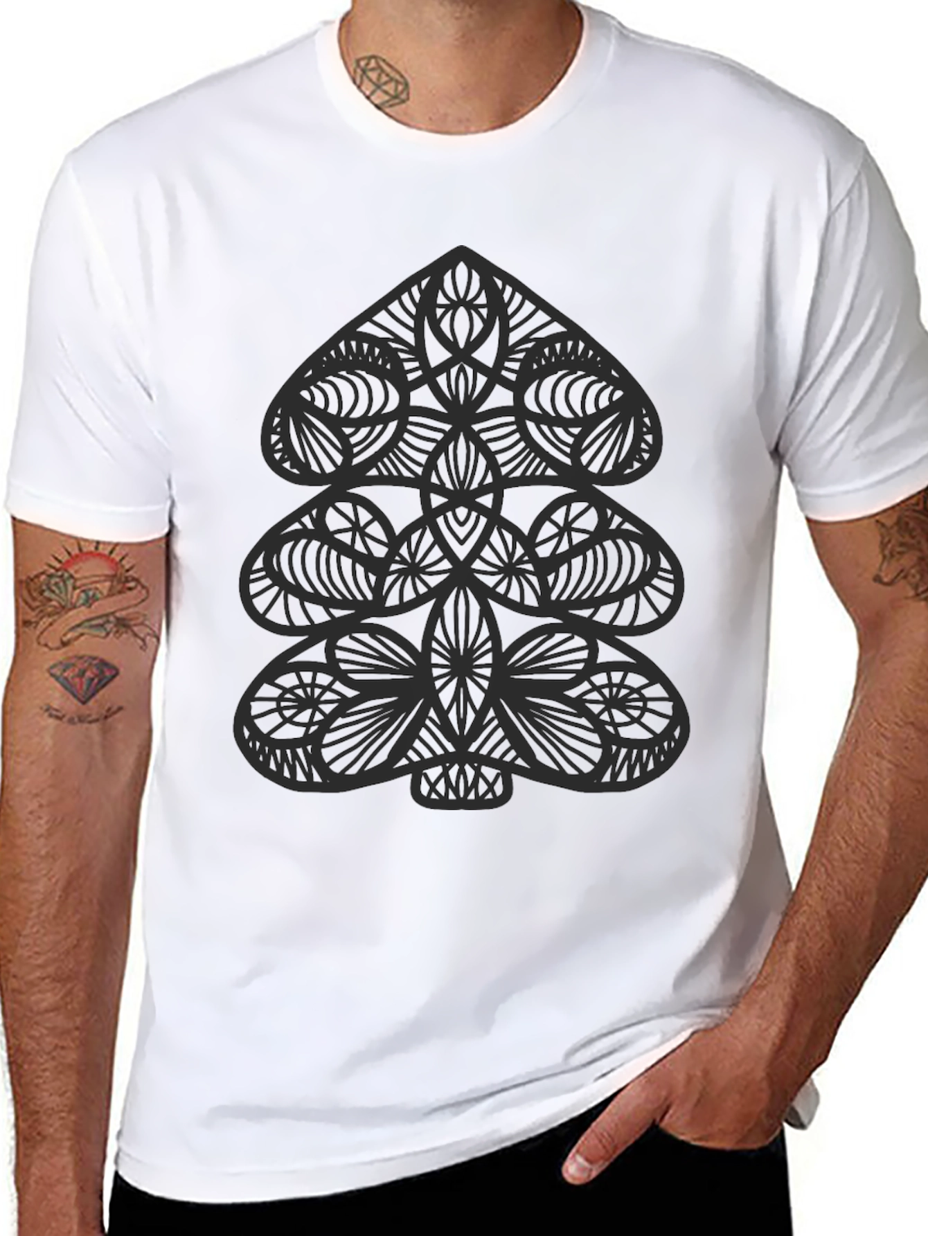 Abstract Spade Graphic Black T-Shirt