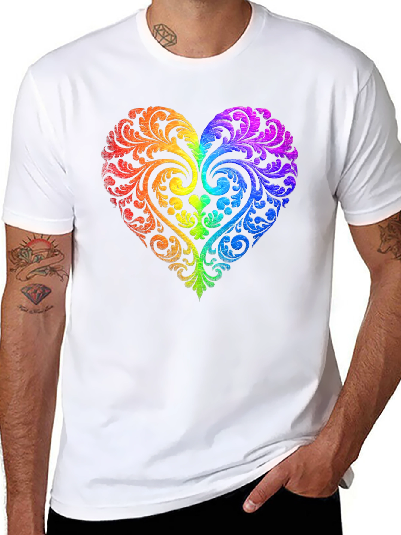 Rainbow Heart Graphic Tee - Love & Pride Shirt