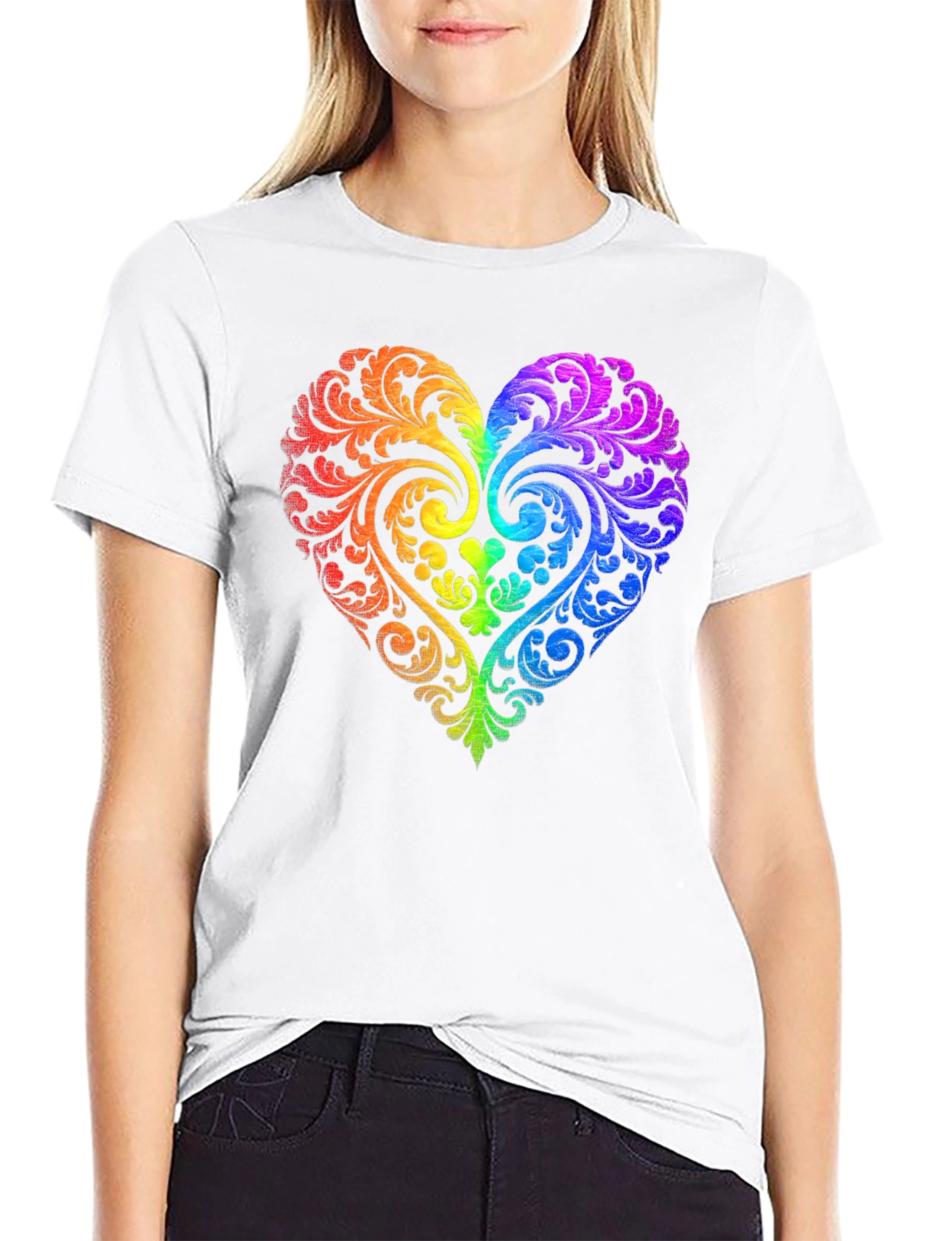 Rainbow Heart Graphic Tee - Love & Pride Shirt
