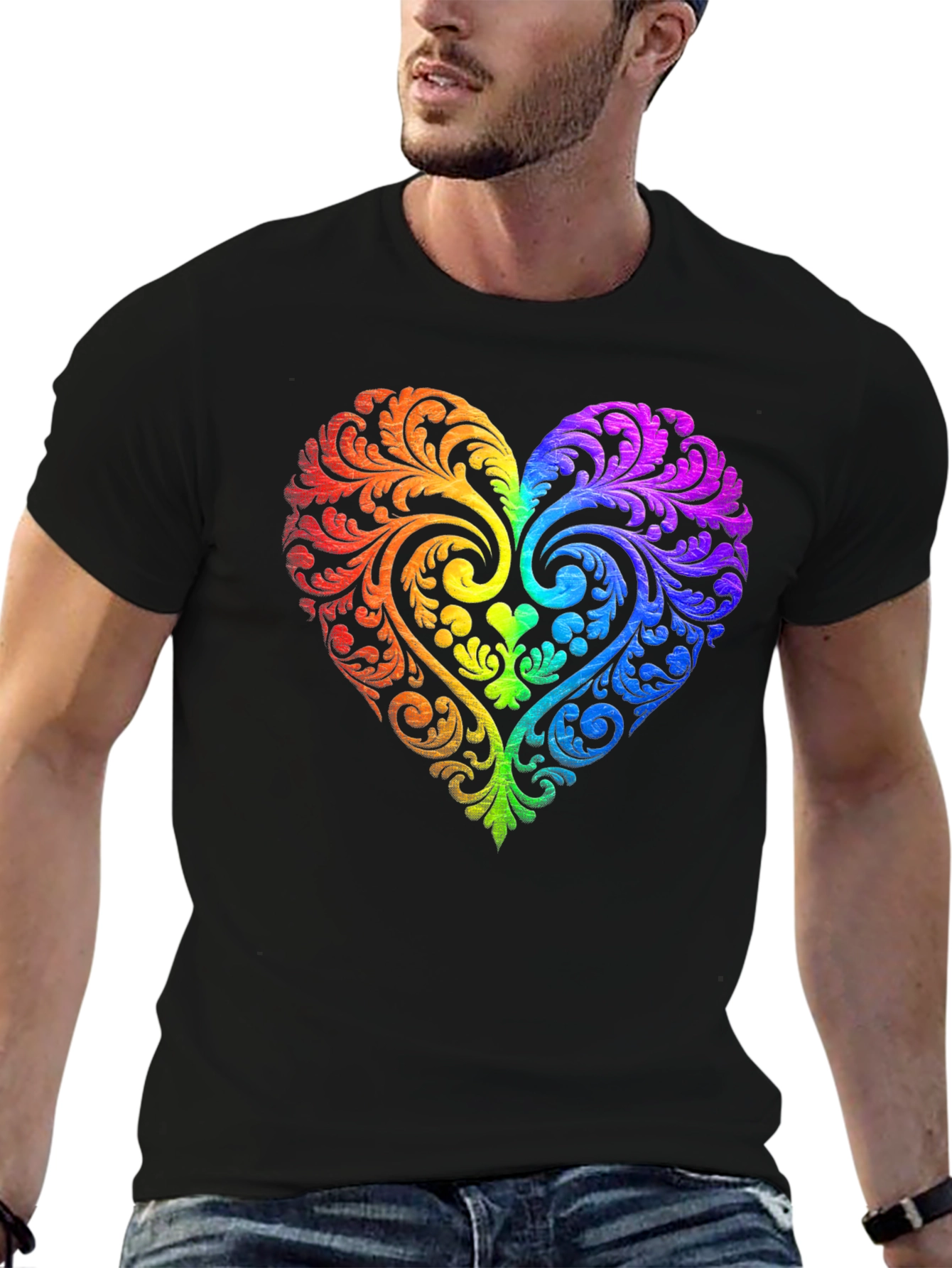 Rainbow Heart Graphic Tee - Love & Pride Shirt