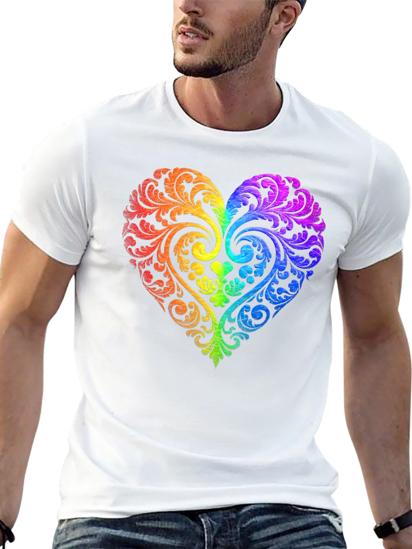 Rainbow Heart Graphic Tee - Love & Pride Shirt