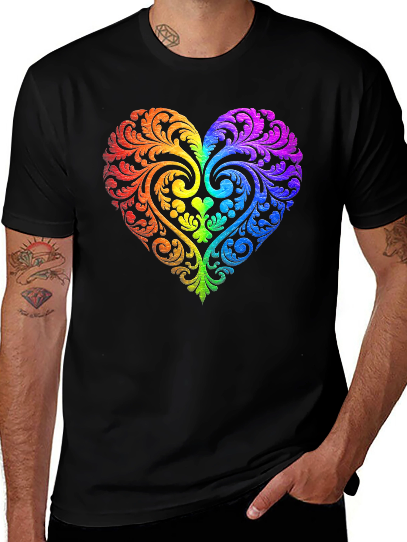Rainbow Heart Graphic Tee - Love & Pride Shirt