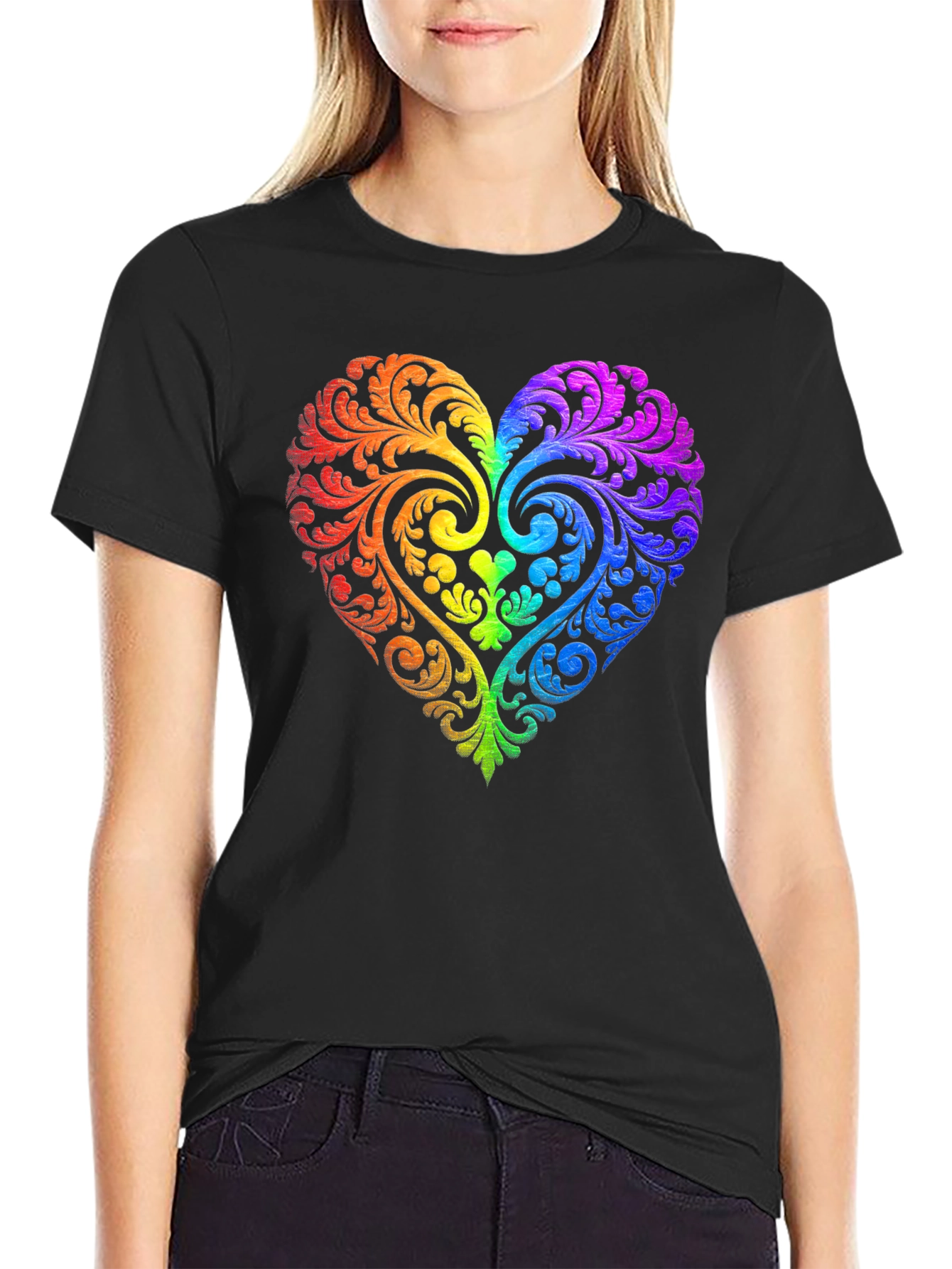 Rainbow Heart Graphic Tee - Love & Pride Shirt