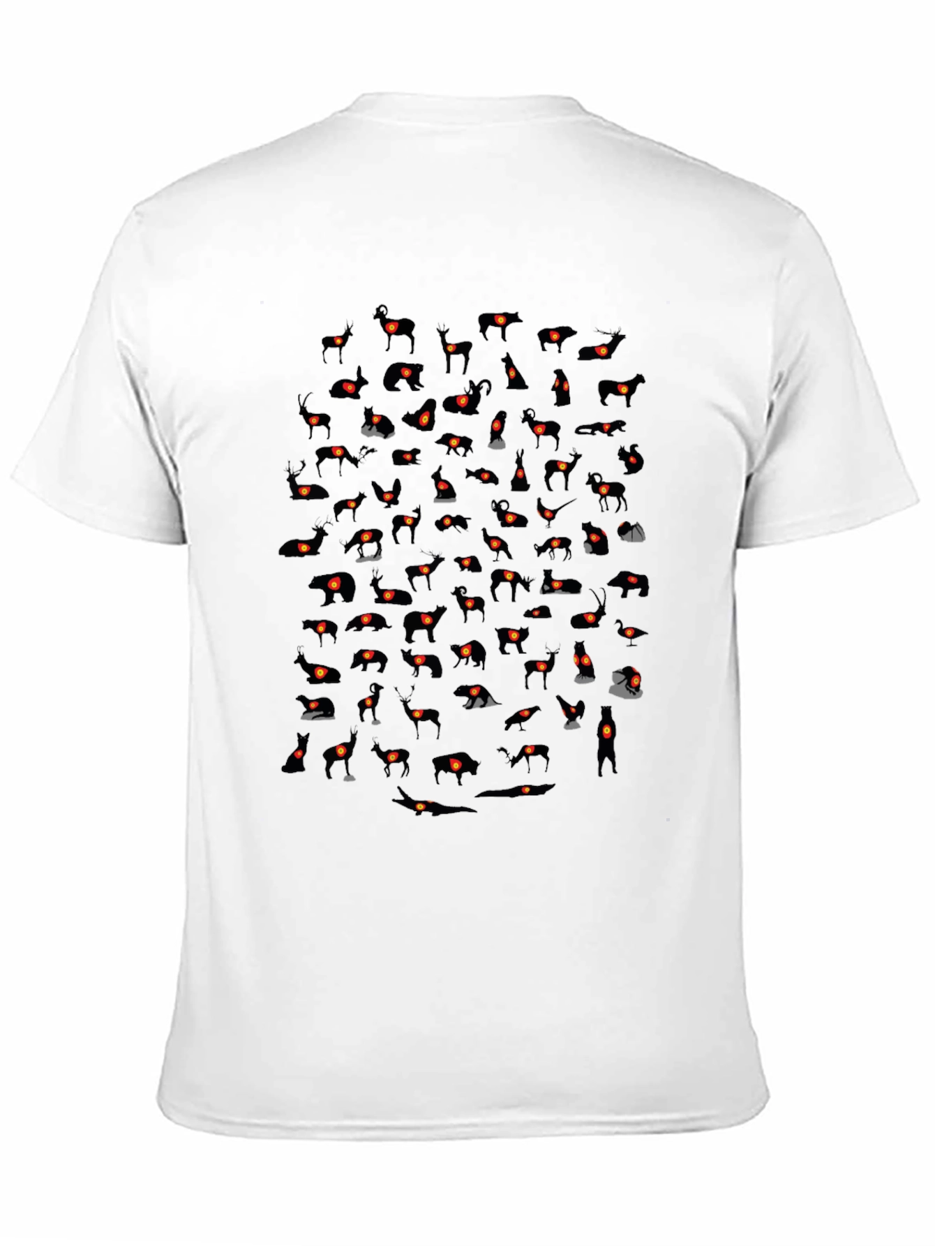 Mens Black T-Shirt with Animal Silhouette Pattern