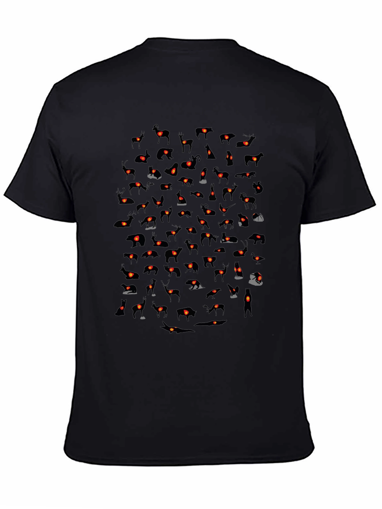 Mens Black T-Shirt with Animal Silhouette Pattern