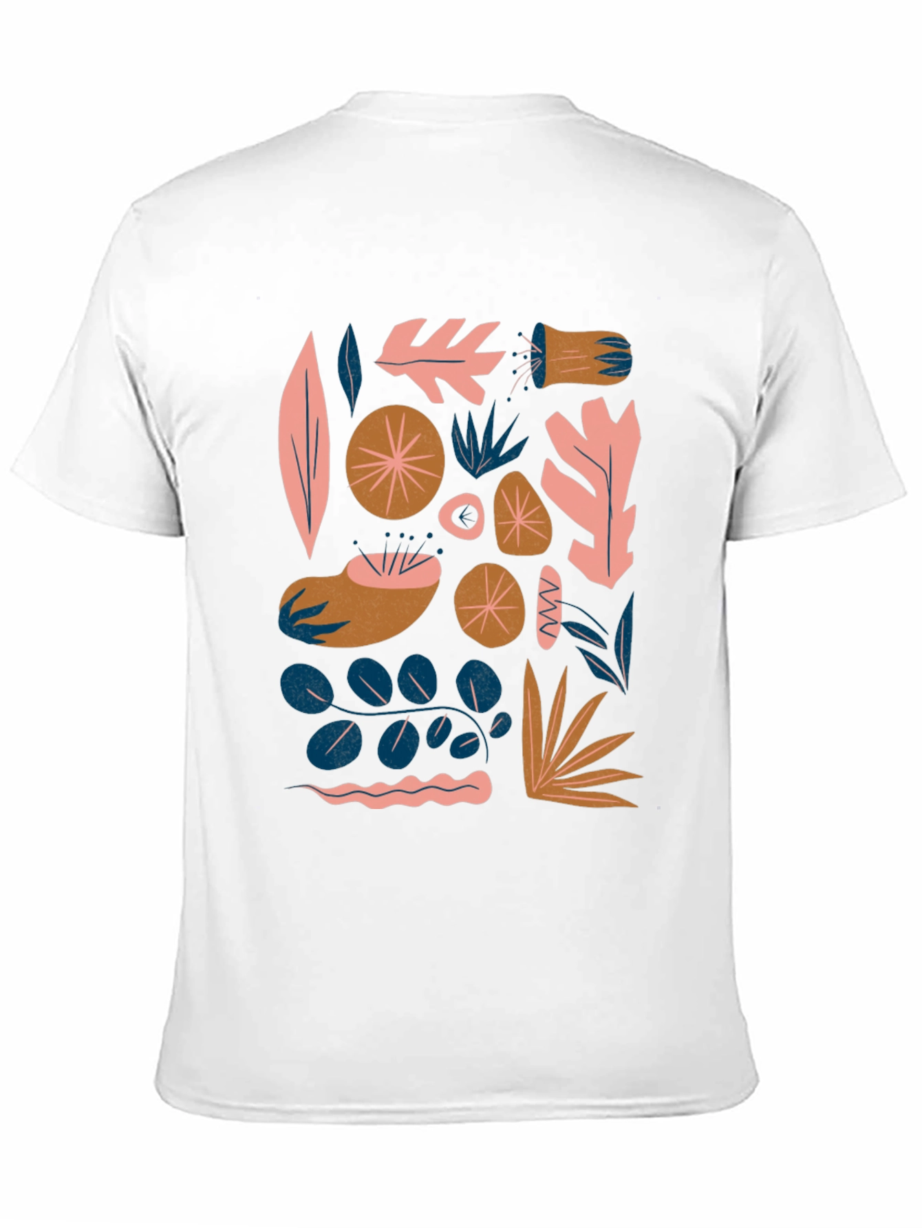Modern Abstract Botanical Print Black T-Shirt