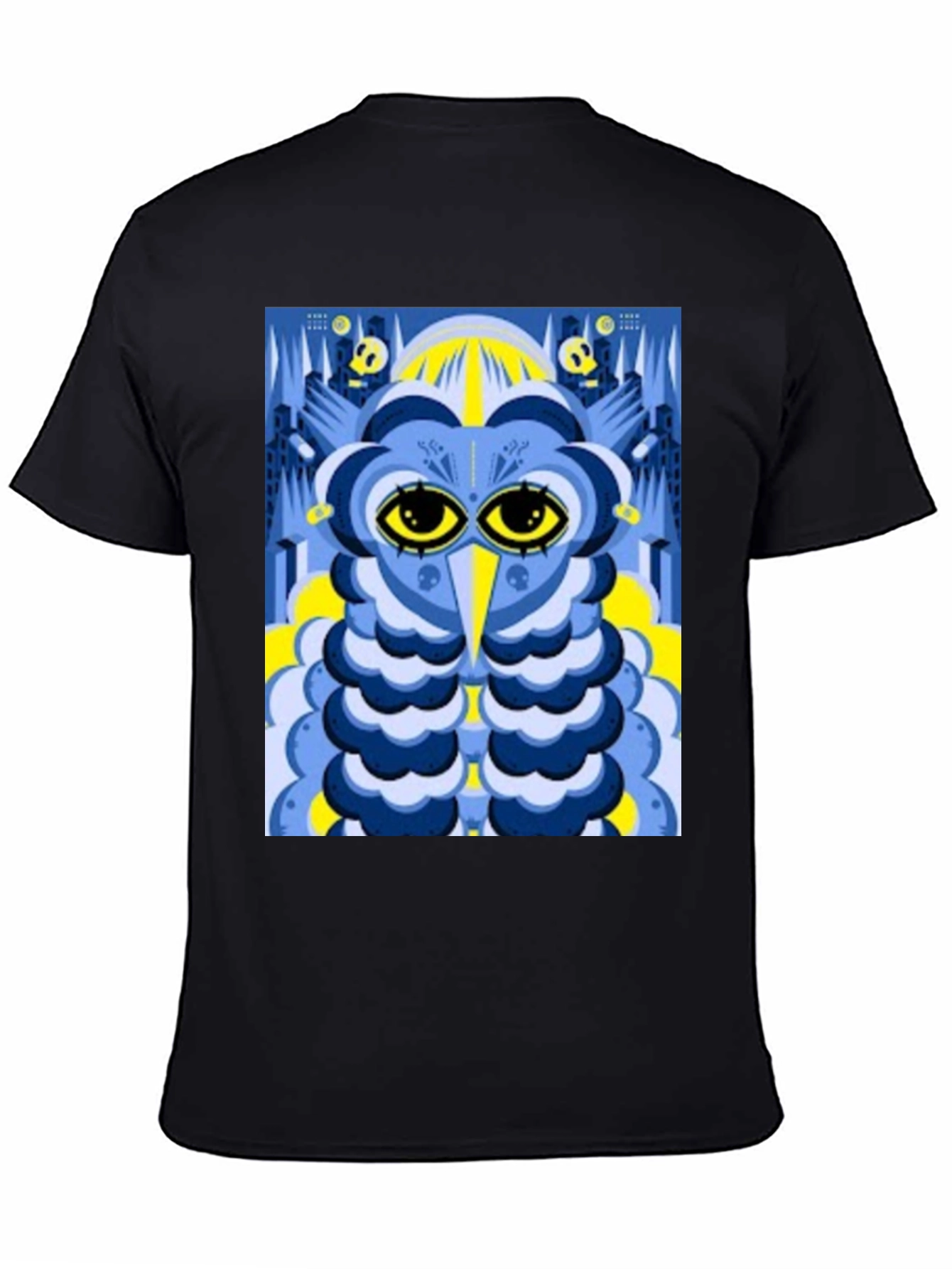Abstract Owl Graphic Tee - Black Unisex T-Shirt
