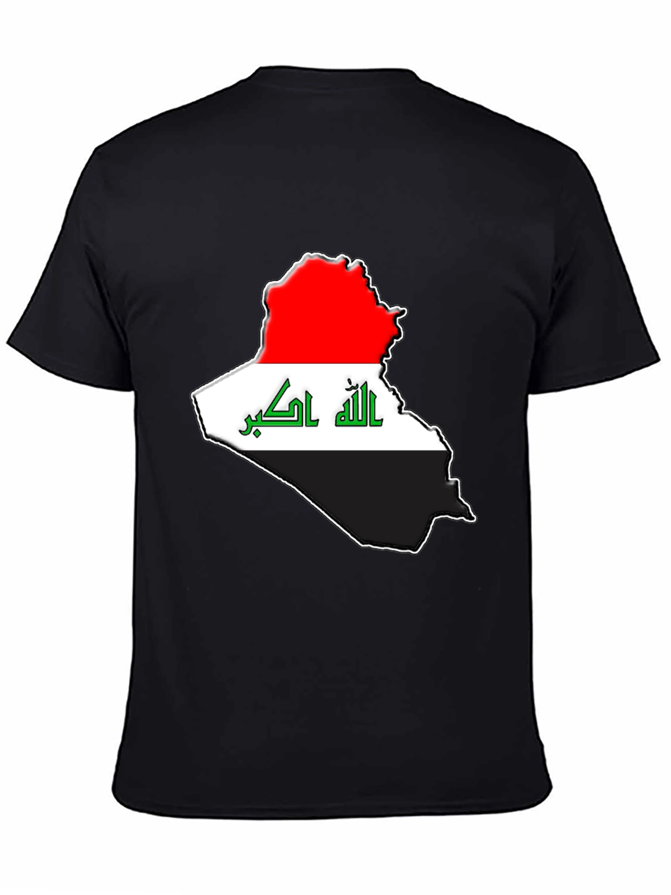 Iraq Flag Map T-Shirt - Black Cotton Tee