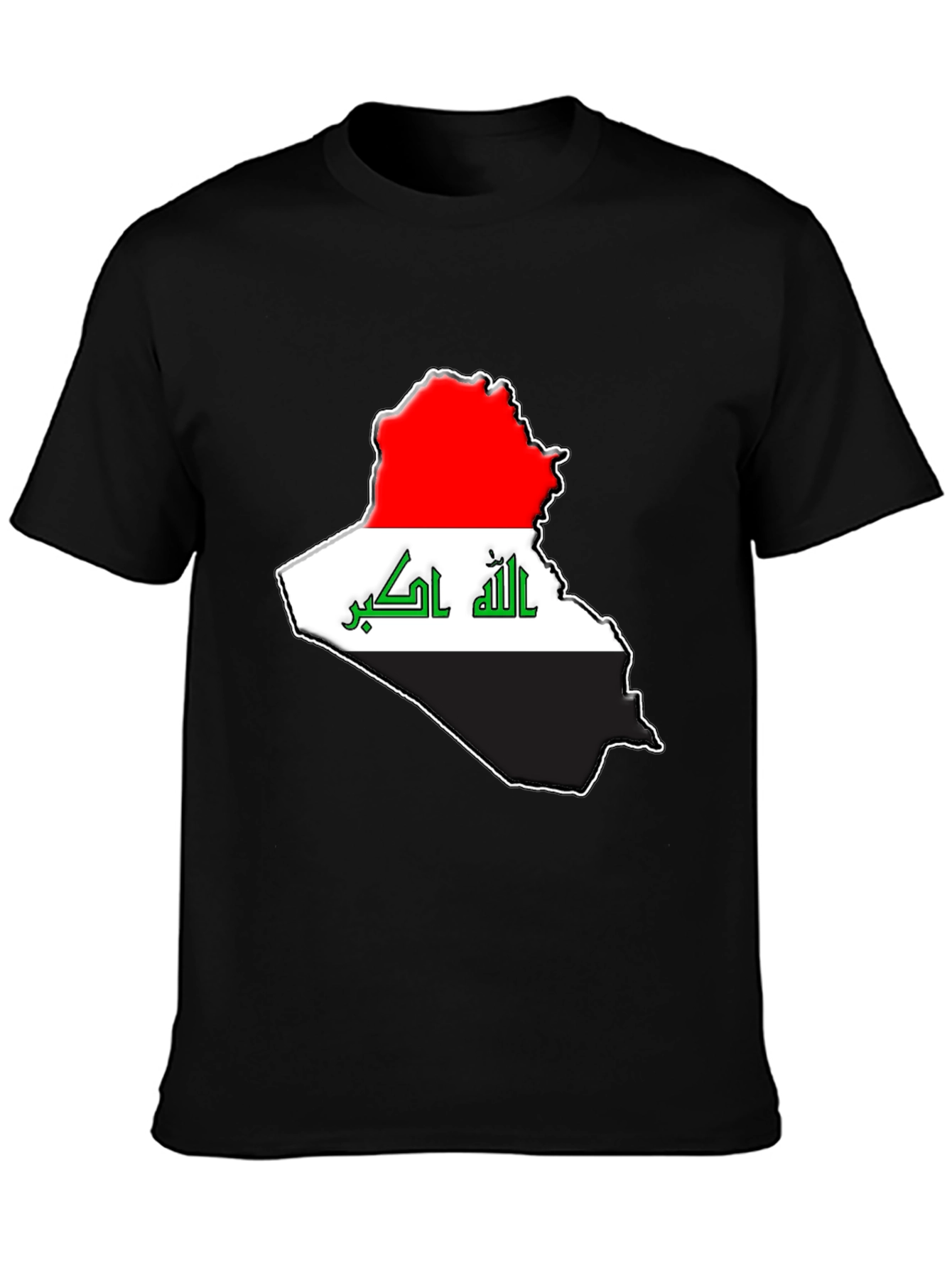 Iraq Flag Map T-Shirt - Black Cotton Tee