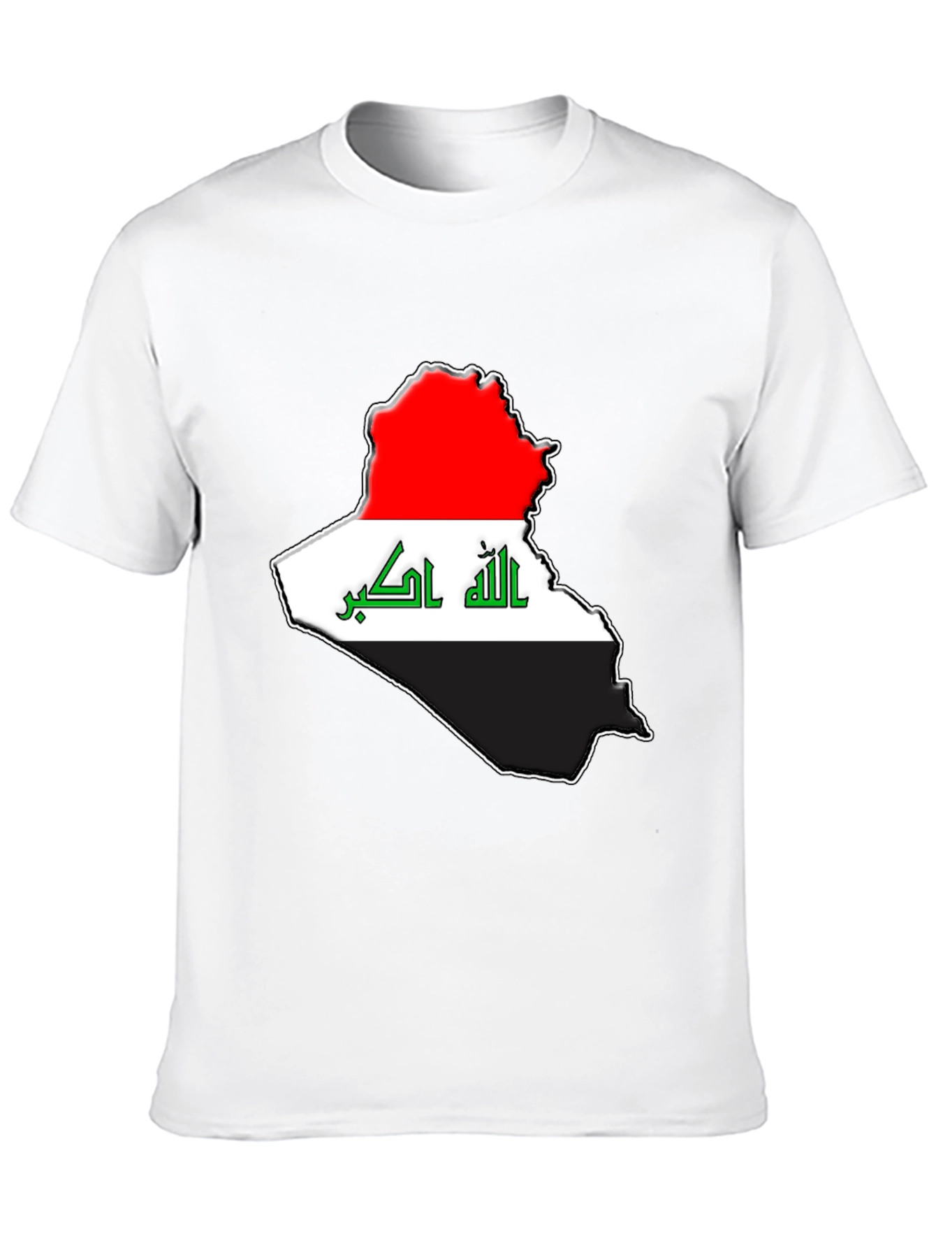 Iraq Flag Map T-Shirt - Black Cotton Tee