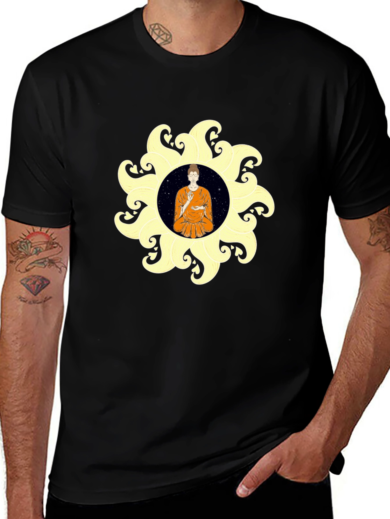 Buddha Mandala Black T-Shirt Spiritual Graphic Tee