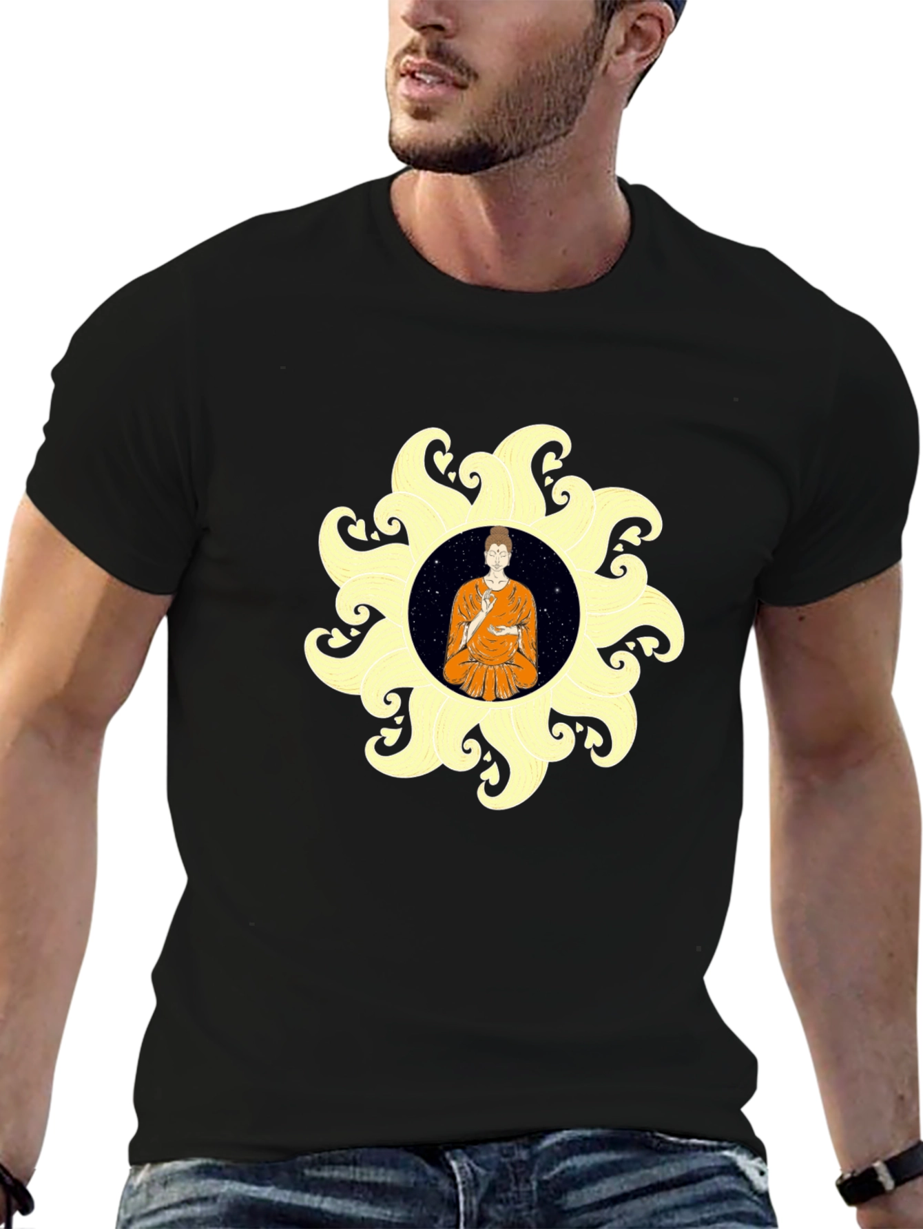 Buddha Mandala Black T-Shirt Spiritual Graphic Tee