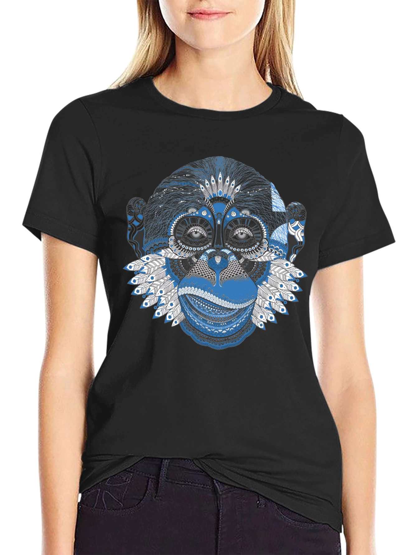 Abstract Monkey Graphic T-Shirt