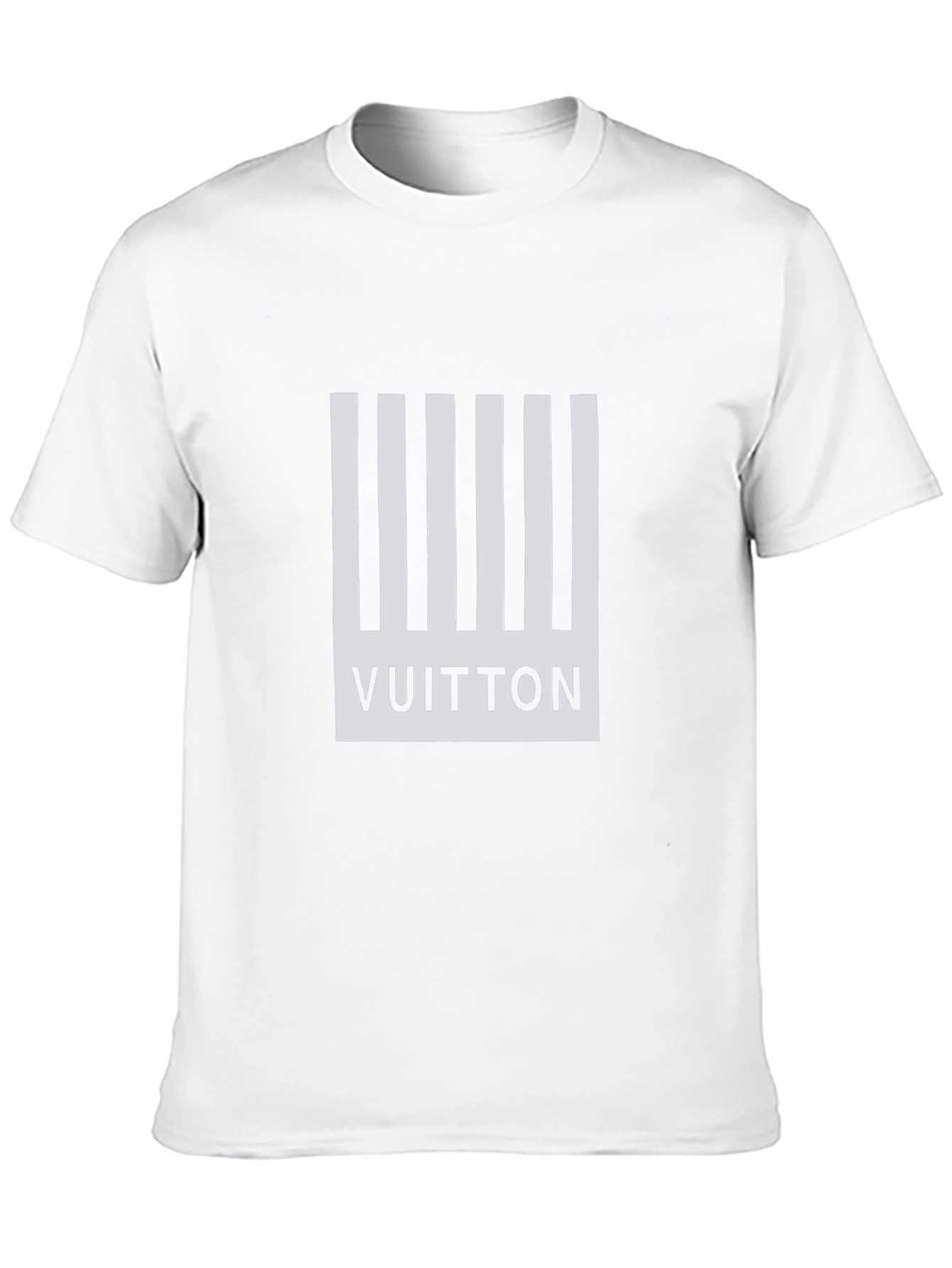 Black T-Shirt with White Stripe Vuitton Design